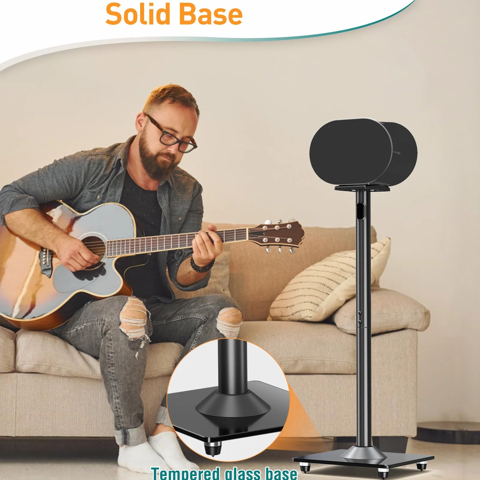 ELIVED Stojak podłogowy Sonos Era 300, wysokość 80,7 cm, czarny, 1 para