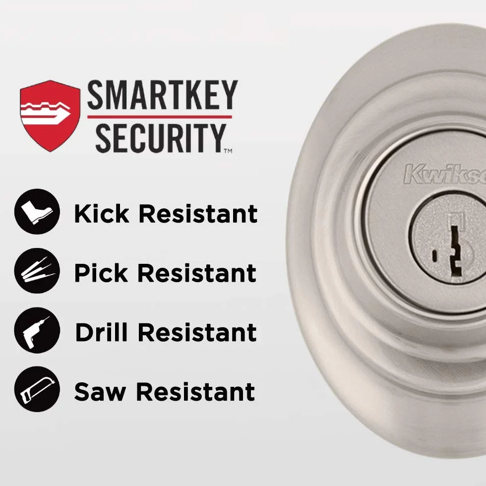 Kwikset Dakota pojedynczy cylindrowy zestaw klamek SmartKey satynowy nikiel