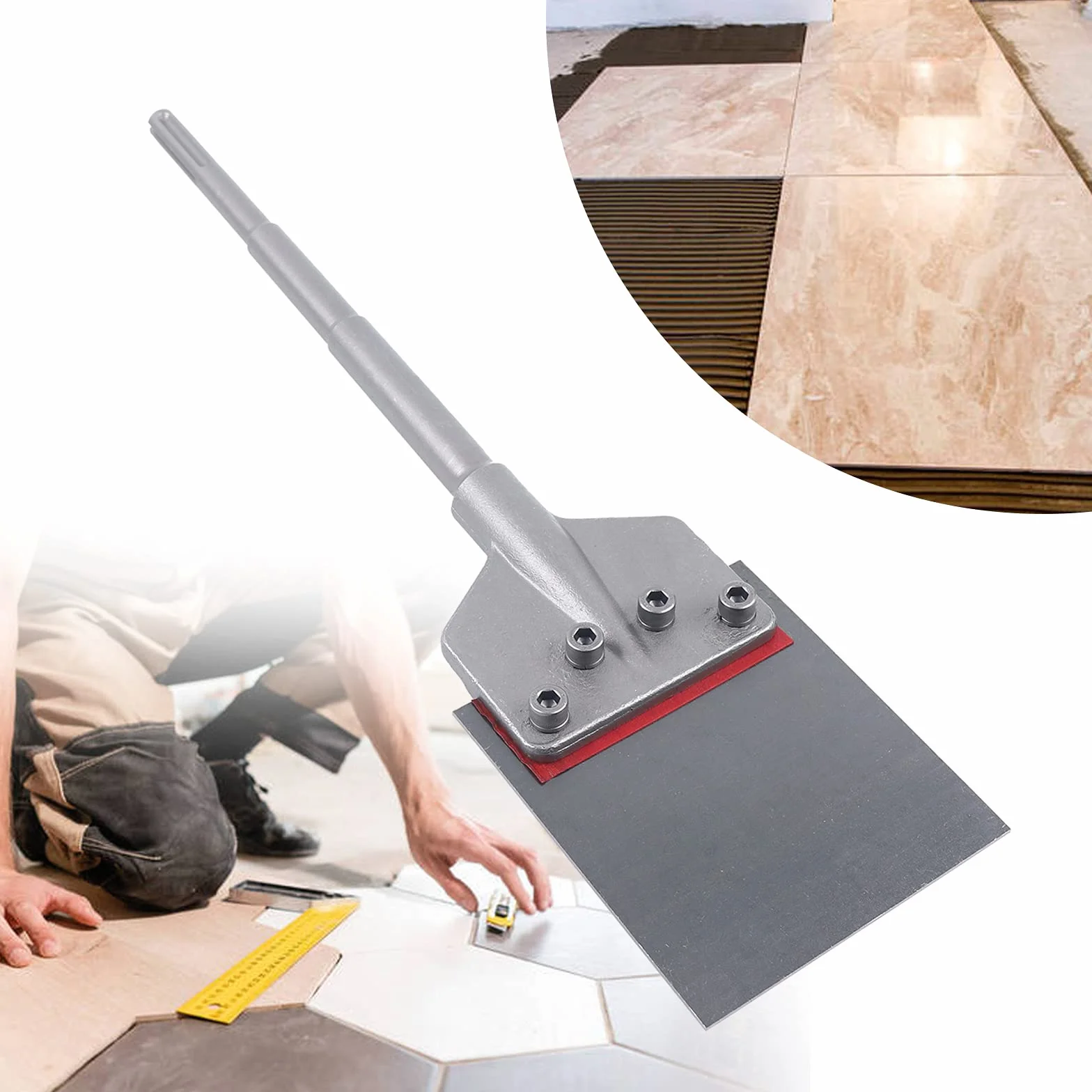 SDS-Max dłuto szpachlowe, dłuto do płytek, skrobak podłogowy, klej do dywanów, szerokie dłuto, szpachelka, podpora do dłut do młotowiertarki, 245 x 60 mm