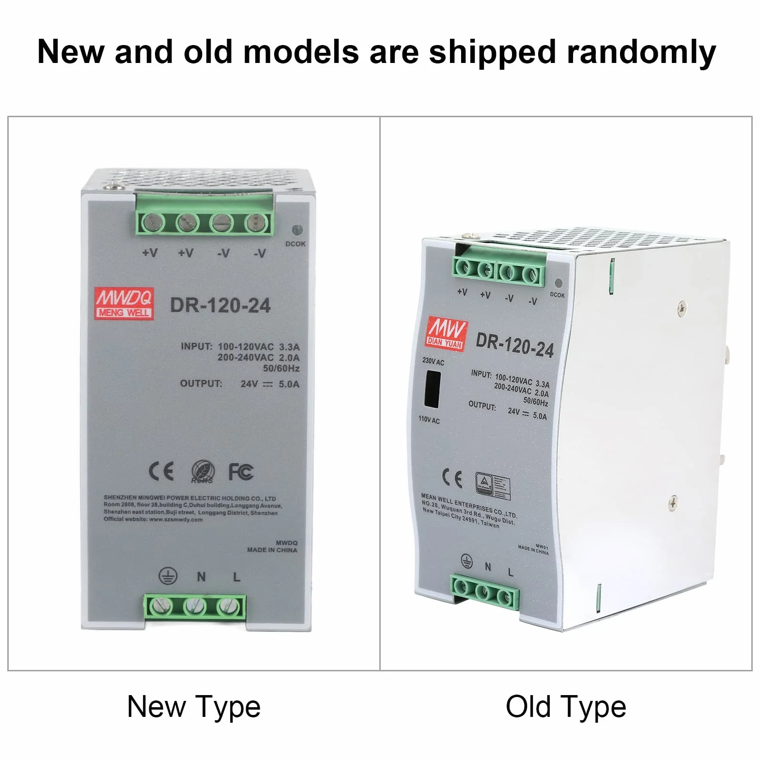 100~240 V 24 V 5 A 35 mm DIN-szynowy zasilacz impulsowy wydajna szyna AC/DC przemysłowa DIN, 120 W, źródło prądu modulacja szerokości impulsów dla przemysłu