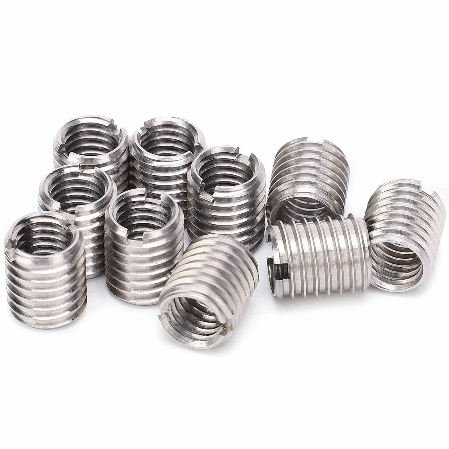 Estink Wkładki gwintowane, 10 sztuk nakrętek redukcyjnych, wewnątrz M8 x 1,25 na zewnątrz M10 x 1,5 długość 12 mm, samogwintujące wkładki gwintowane