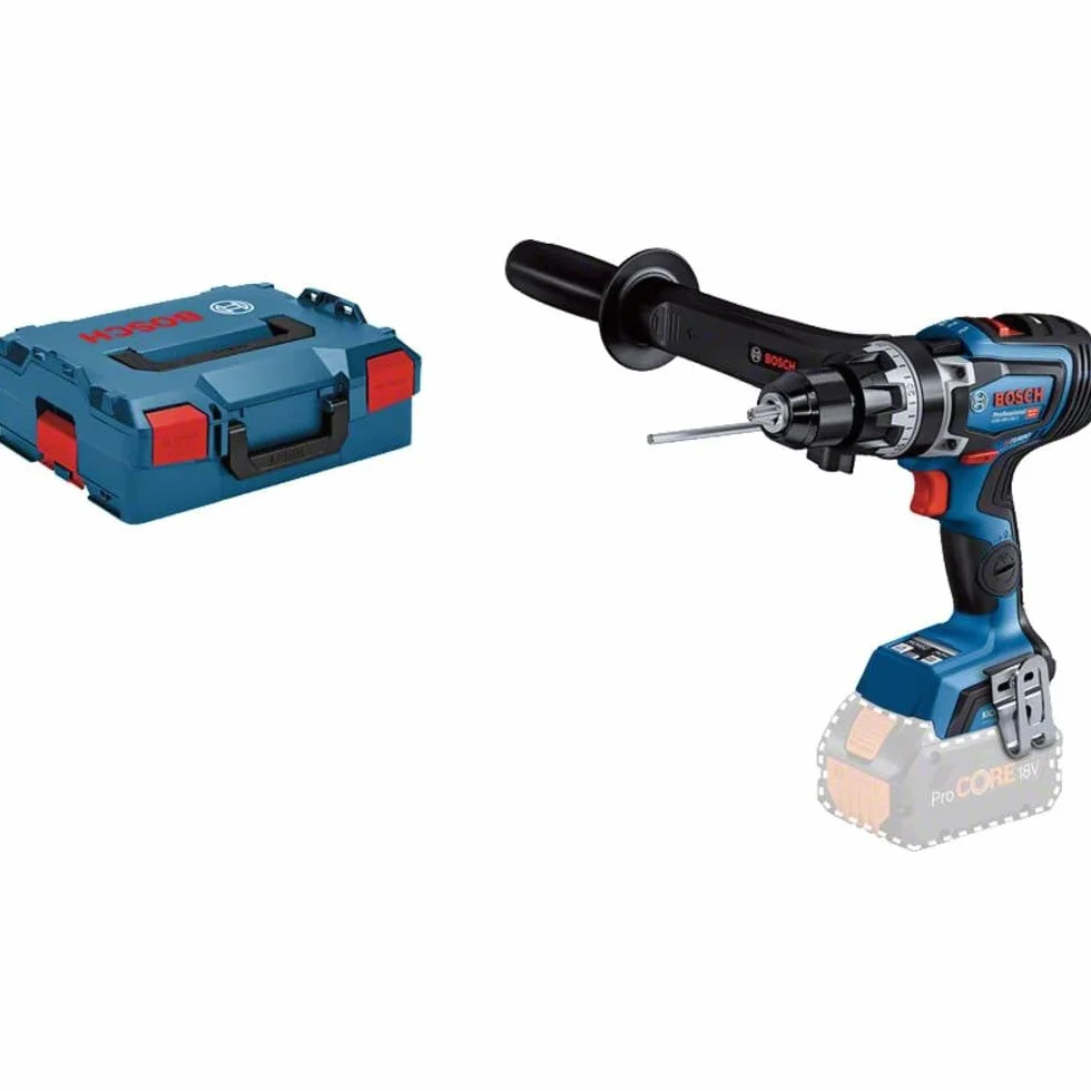 Bosch Professional system 18V: akumulatorowa wiertarko-wkrętarka udarowa BITURBO GSB 18V-150 C (maksymlny moment obrotowy 150 Nm, walizka L-BOXX)