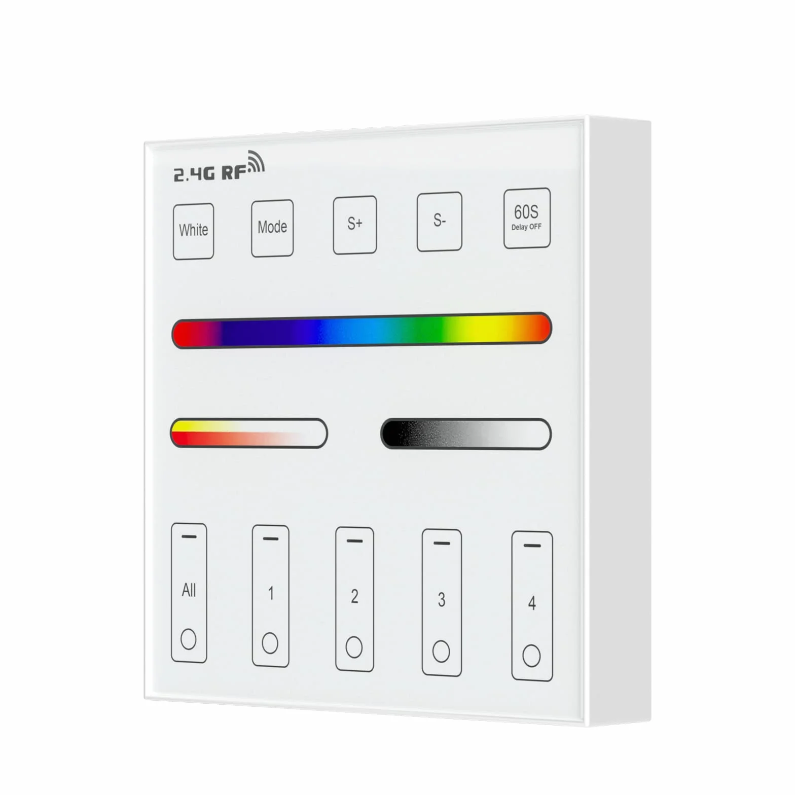 BTF-LIGHTING WR01RF Wireless 2.4G RF 4 Strefa RGB RGBW RGBCCT Inteligentny panel montowany na ścianie Zdalne sterowanie zasilane przez 2 baterie AAA 3V Współpracuje z WB5 LM052 LM053 C03RF C04RF C05RF