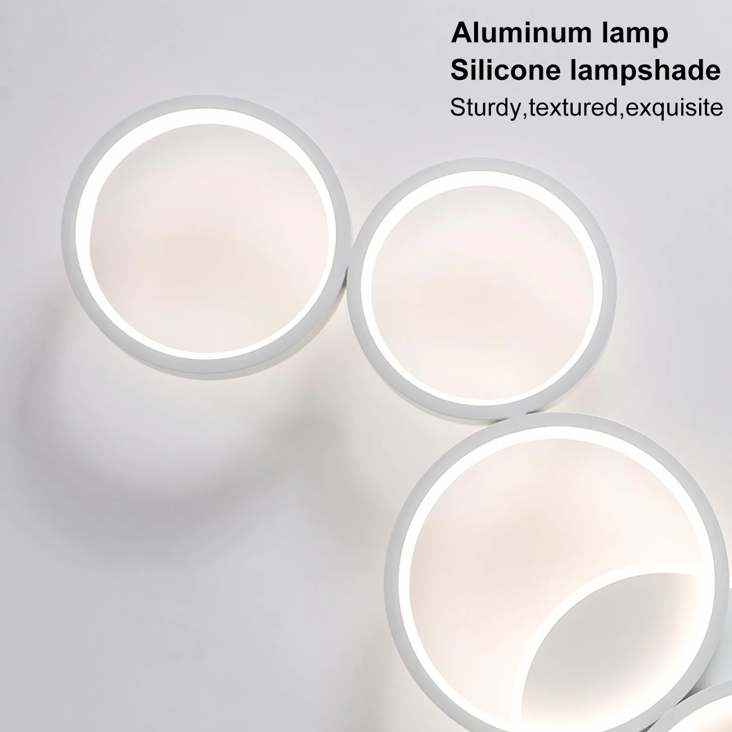 Lampa Sufitowa LED Ściemniana Lampa Sufitowa Biały Światło Salonowe Światło Sypialni Zdalne Sterowanie i Aplikacją, Nowoczesna Oświetlenie Sufitowe Okrągłe 6 Pierścień z Funkcją Pamięci, L113cm/69W