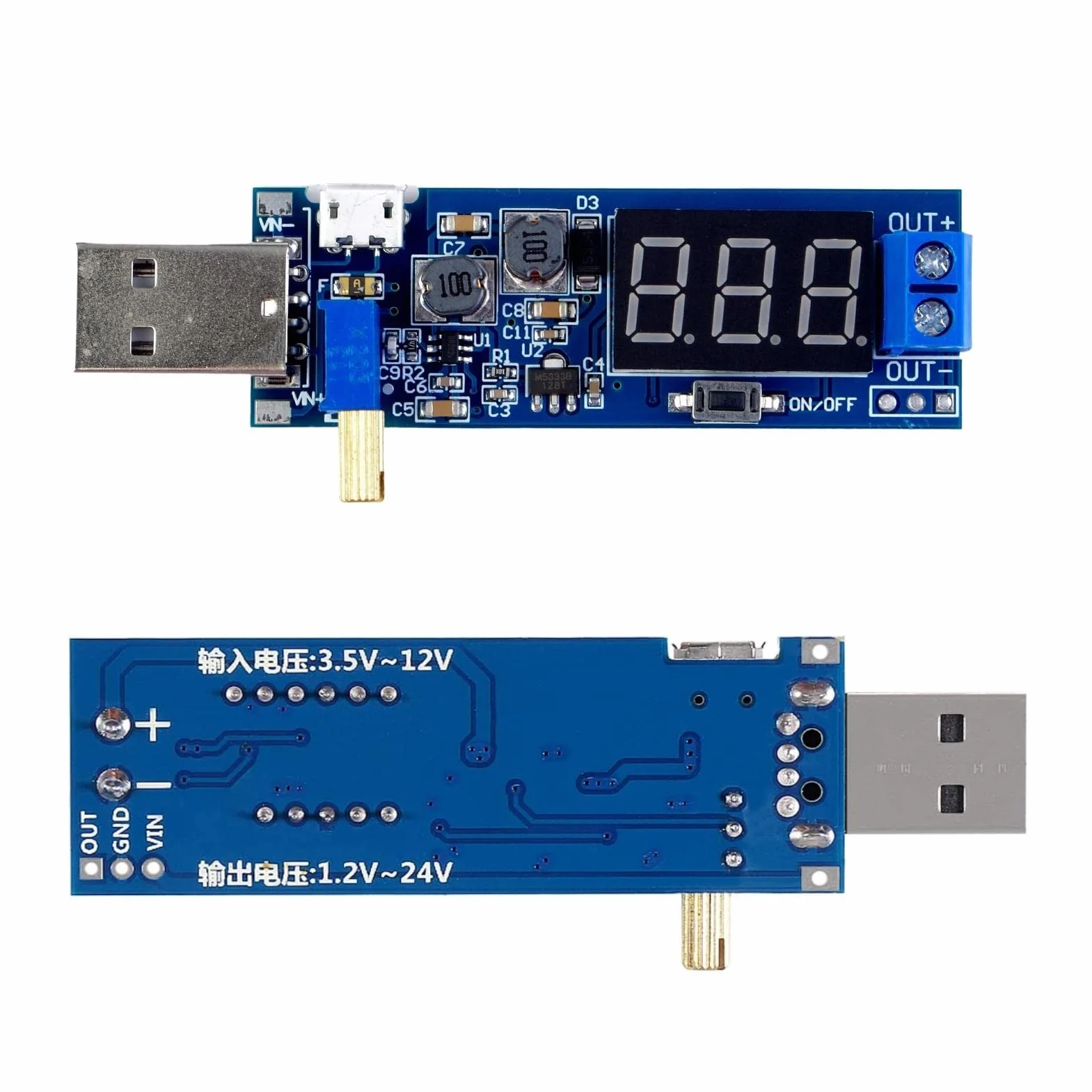 LAOMAO Moduł zasilania DC DC Step Up Down USB 5V do 3,3 V/12 V Regulowany konwerter Boost Buck