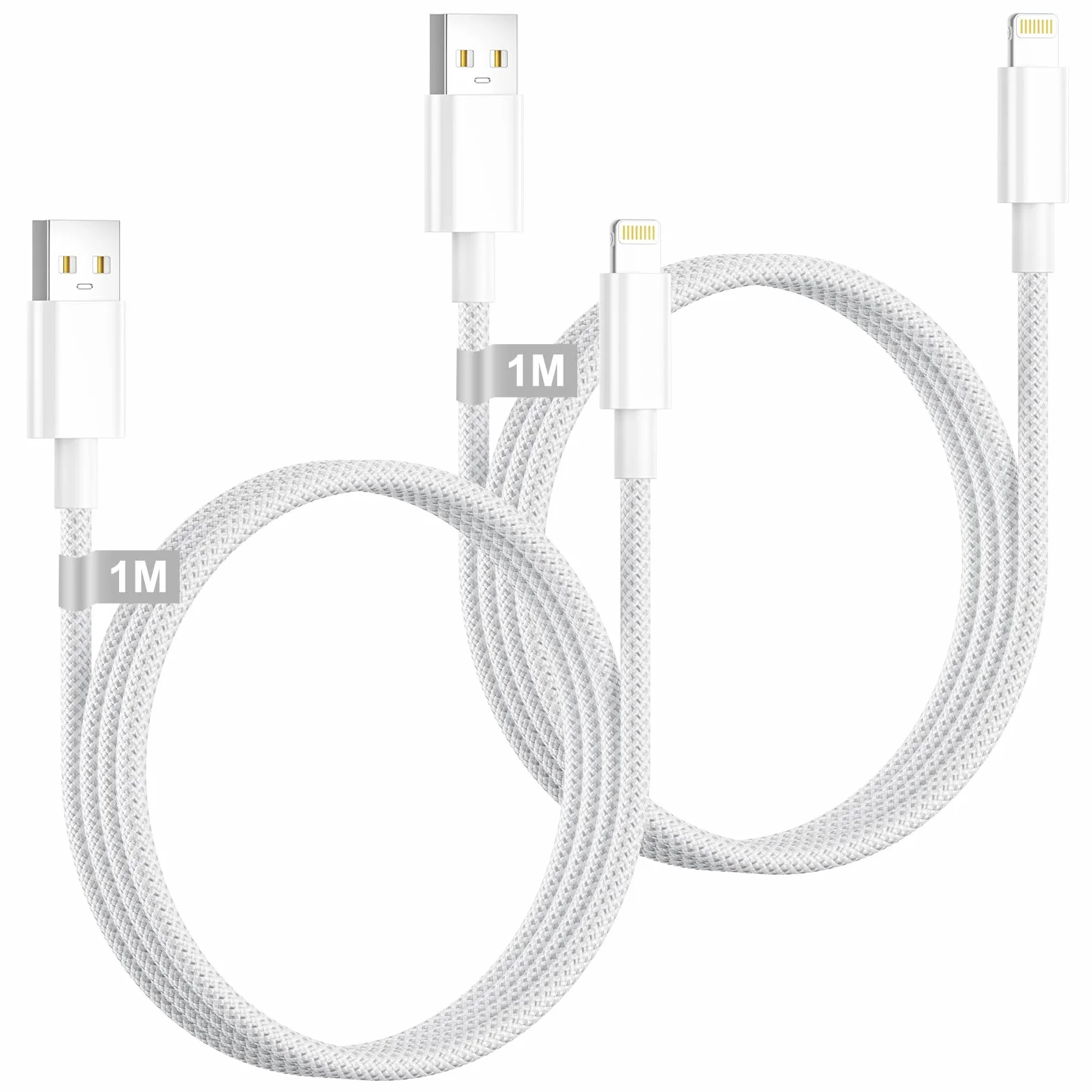Apple MFi Certyfikowany Kabel Ładowarki Lightning 1M 2Pack Szybki Ładowanie USB dla iPhone 14/13/12/11 Pro Max/XS/XR/8/iPad