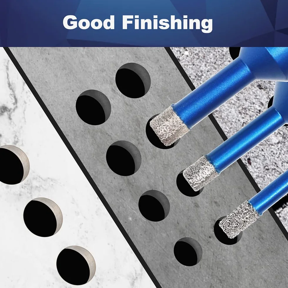 Wiertło diamentowe 6mm 8mm 10mm, BRSCHNITT M14 lutowane próżniowo diamentowe wiertło rdzeniowe Otwornica do płytek kamionkowych gres ceramiczny marmurowy granitowy wiercenie (3 sztuki/zestaw)
