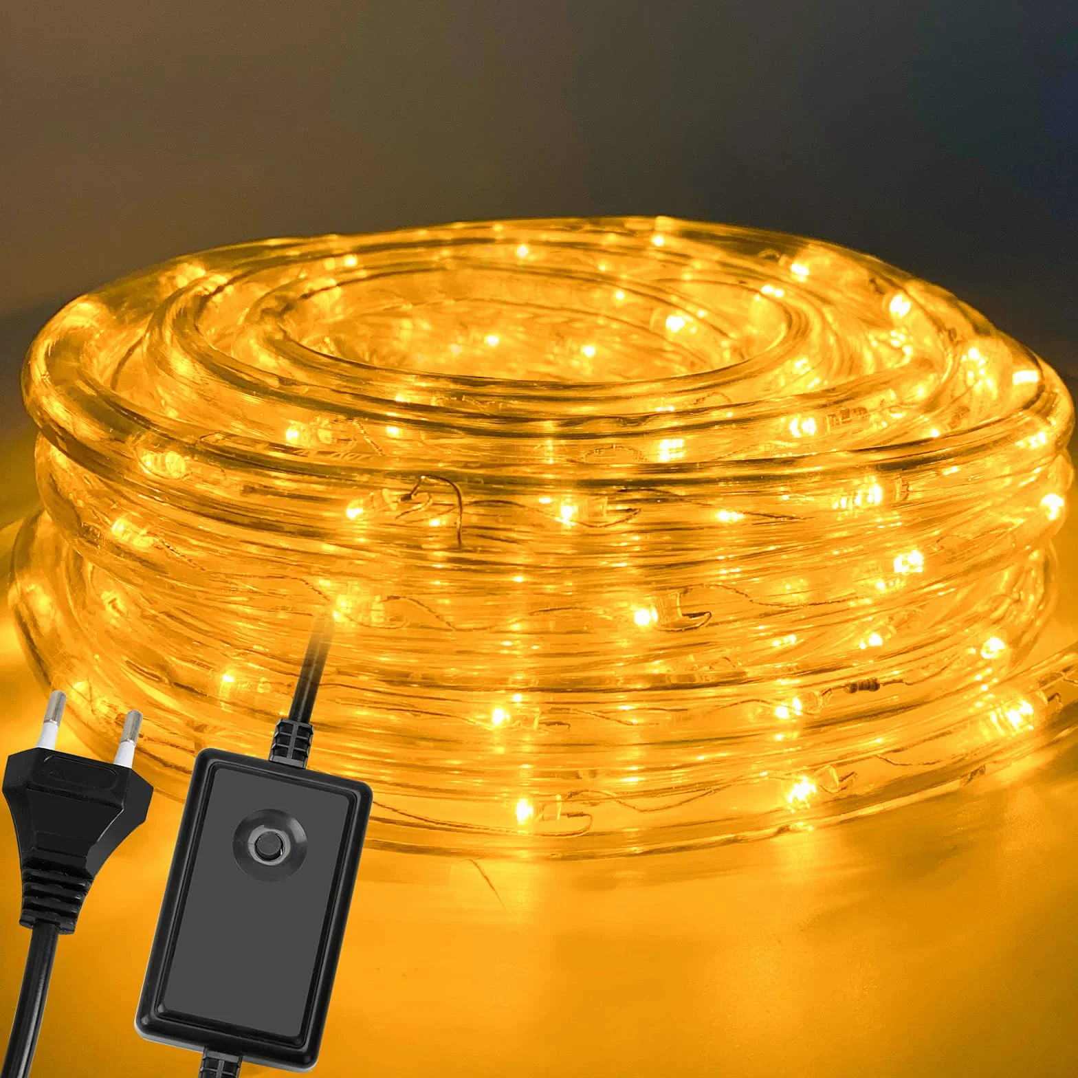 Wąż świetlny LED, na zewnątrz, 50 m, 1200 diod LED, wodoodporny, ciepła biel, z timerem i 8 trybami pracy, do użytku na zewnątrz, na imprezę, wesele, Boże Narodzenie, oświetlenie dekoracyjne