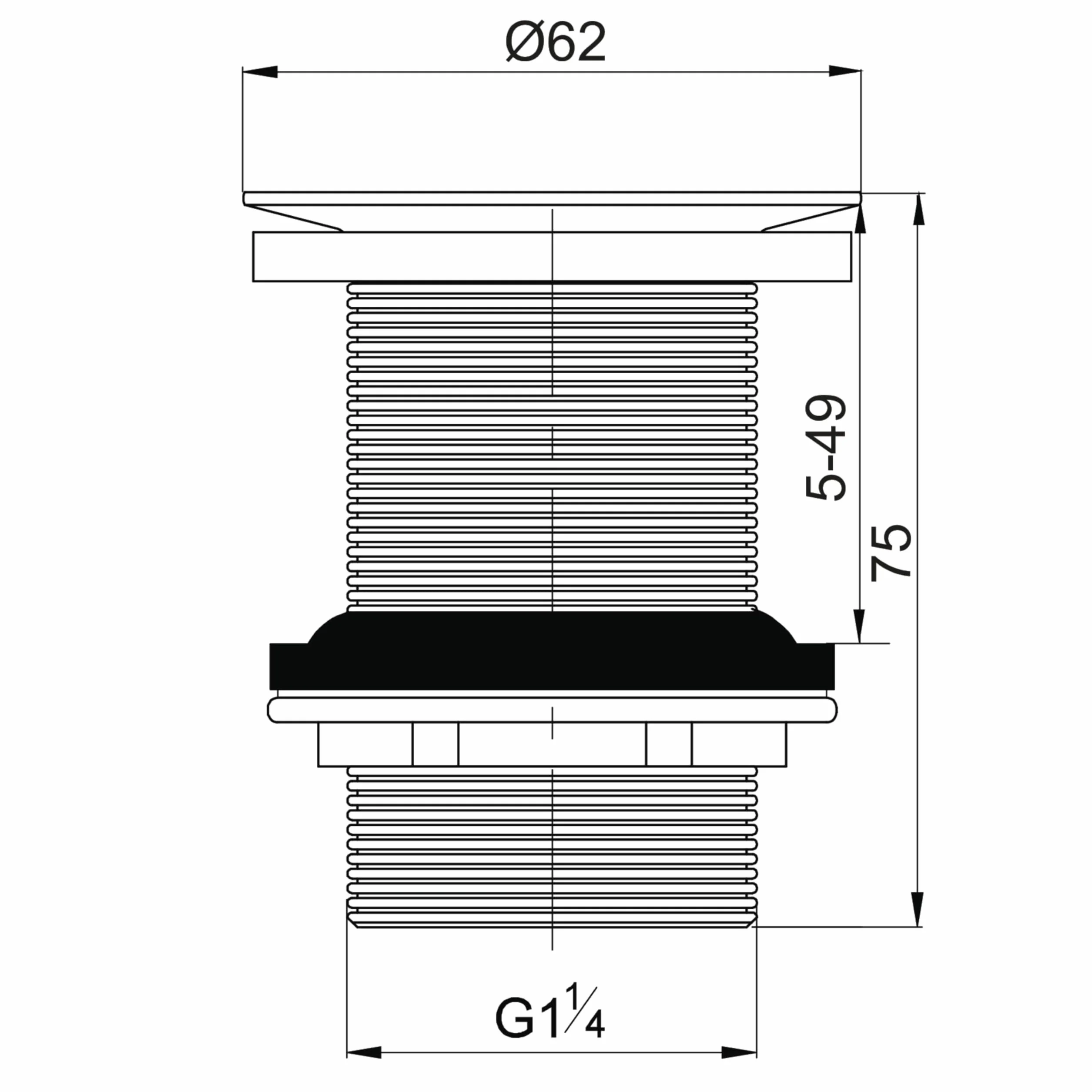 Wirquin 30723428 - Mosiężny odpływ umywalkowy - Zawór obrotowy 75mm bez przelewu