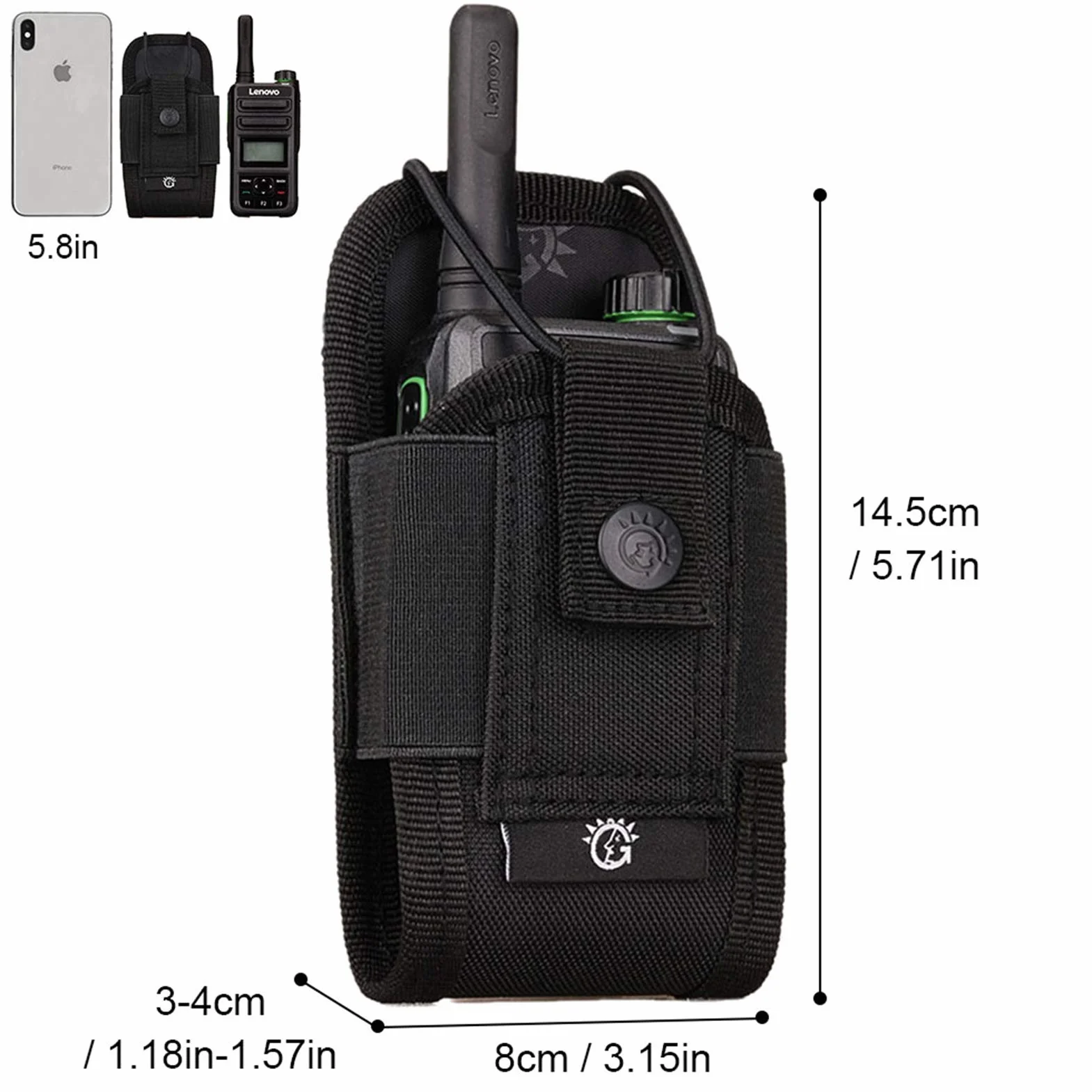 Taktyczne Etui na Radiotelefon Regulowane Krótkie Utrzymywacz Radia Przenośne Wojskowe Futerał na Walkie Talkie Holster Polowanie Torba Interkomunikacyjna z Paskami Molle