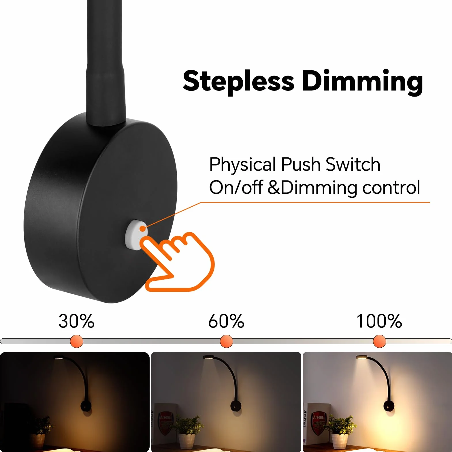 12V Lampa ścienna LED do czytania elastyczna punktowa z ładowarką USB i czerwoną lampką nocną, lampka do czytania przy łóżku do kampera, przyczepy kempingowej, kampera, furgonetki, wbudowany przełącznik ściemniacza DC 12-24V, przewodowa