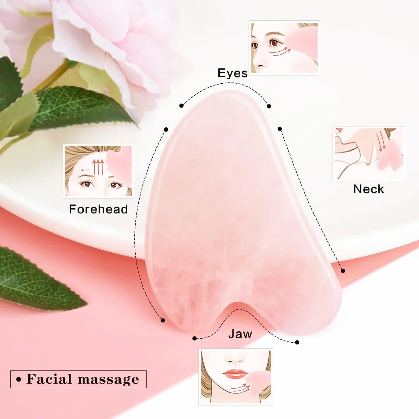 Gua Sha narzędzia do pielęgnacji twarzy, oczu, szyi, w 100% naturalny jadeitowy kamień do pielęgnacji skóry, piękna i rozluźniania mięśni ciała