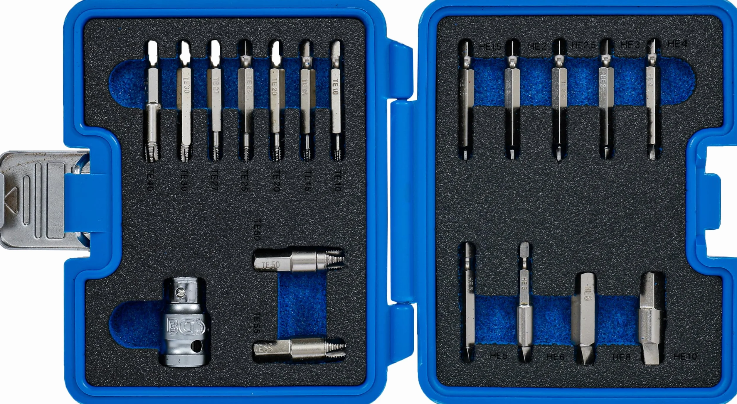 BGS 9173-1 | Zestaw wykrętaków | do gniazdo sześciokątneów 1,5-10 mm/profil T (do Torx) | T10 - T55 | 19 szt.