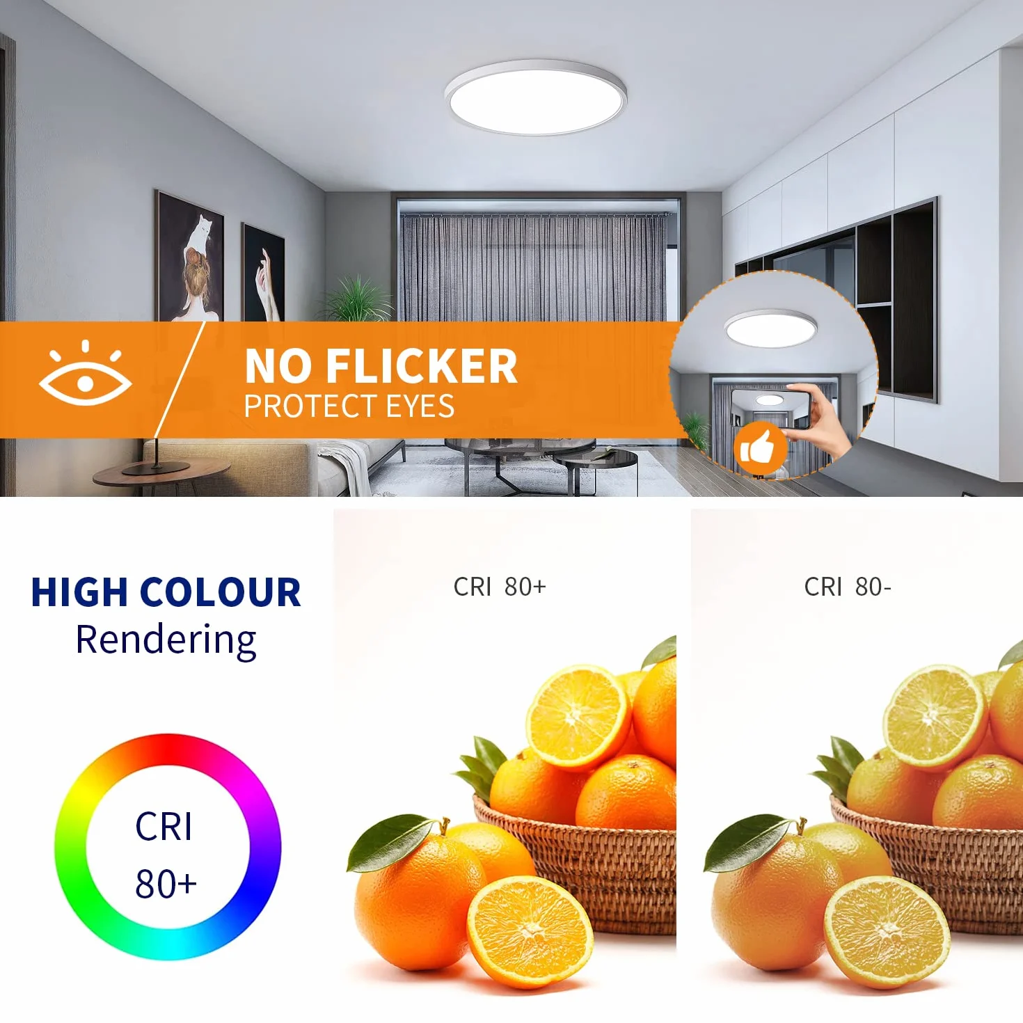 Comely Plafon LED Średnica 30cm, 24W 2160LM Lampa Sufitowa, IP44 Plafon Łazienkowy LED, 6500K Zimna Biel Oprawa Do Sypialni, Łazienki, Kuchni, Korytarza, Balkonu