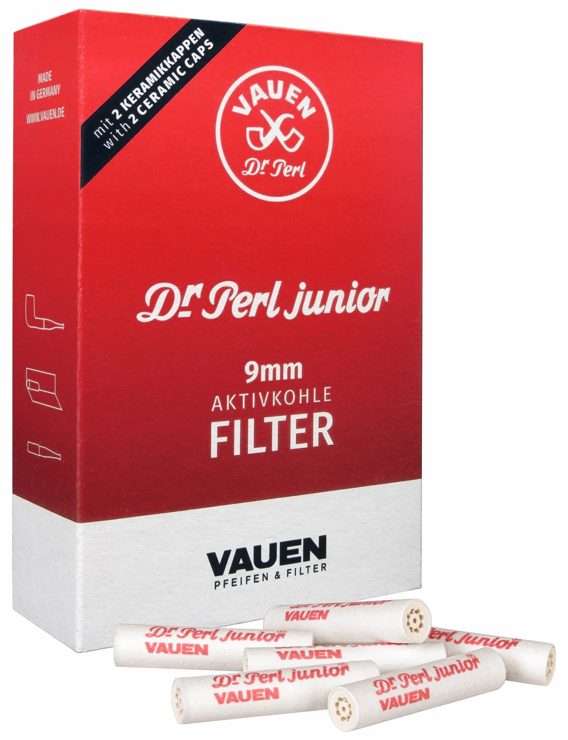 Dr. Perl Junior 9 mm filtr z węglem aktywnym, pudełko 10 x 100 sztuk