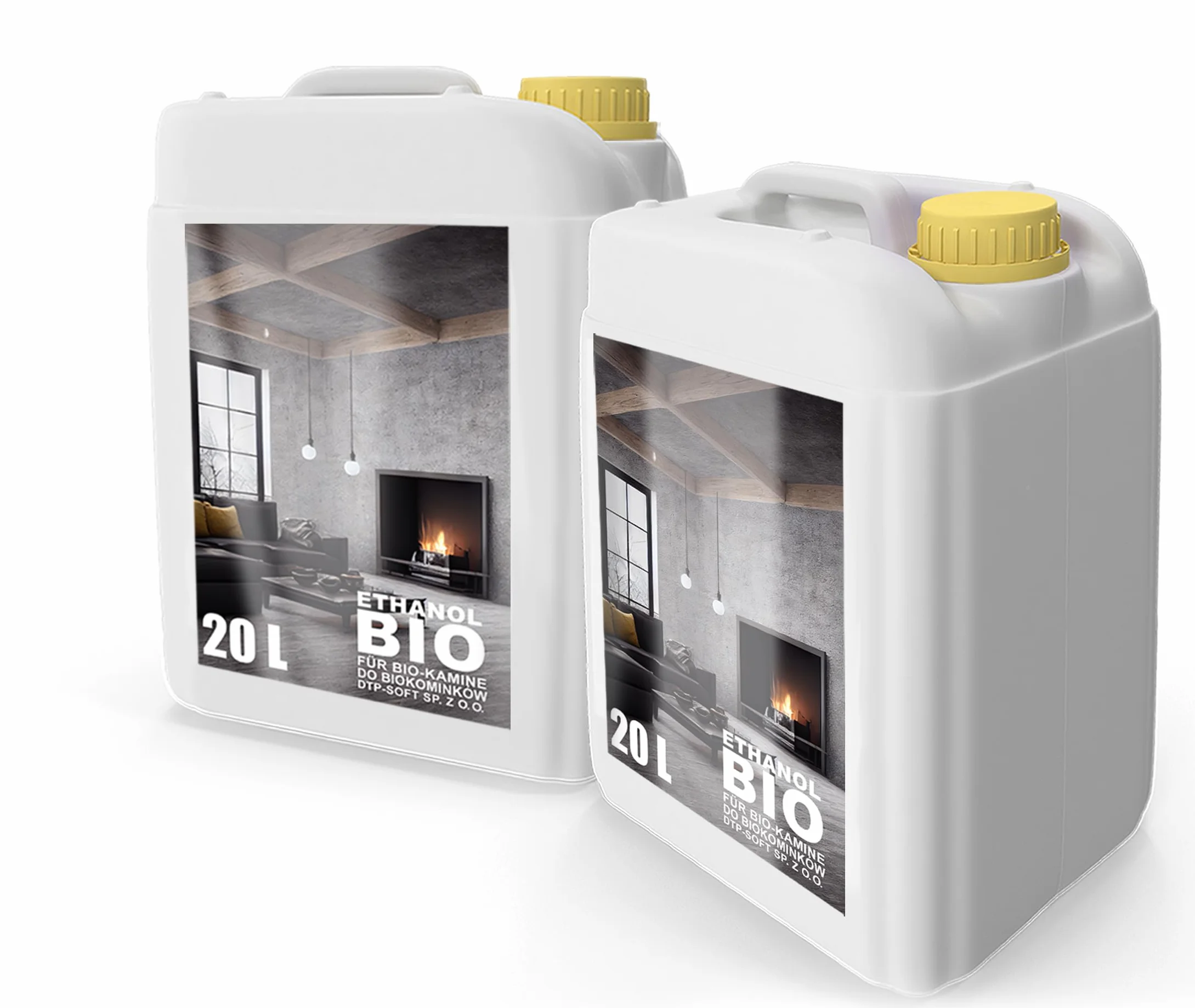 40 l Bioetanol Premium 96,6% czysty, 2x20 litrów ekologicznego paliwa do kominka etanolowego, czystego spalania, bez dymu, żywego i stabilnego płomienia (bezwonny)