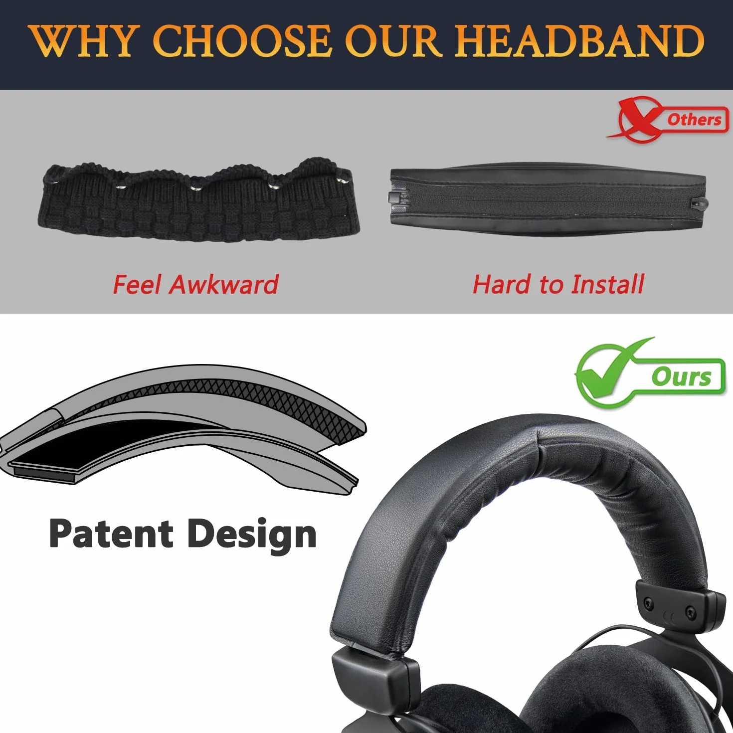 SOULWIT Osłona opaskę na głowę do Beyerdynamic DT770/DT770M/DT770Pro/DT770 Pro HT/DT 790/DT797/DT880/DT880Pro/DT880 Pro HT/DT990(Pro)/HS200/HS400/MMX 300(2nd Gen), podkładka headband część naprawcza