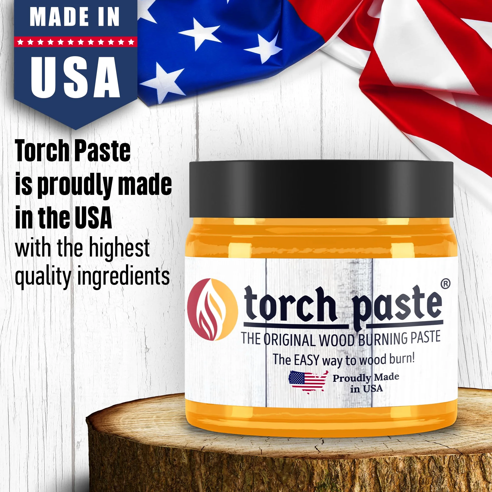 Torch Paste Oryginalna pasta opalana drewnem od 2020 r. | Testowana laboratoryjnie i certyfikat ASTM D-4236 | Nietoksyczna | Do użytku na drewnie, kartonie, płótnie, dżinsach i innych | Łatwa