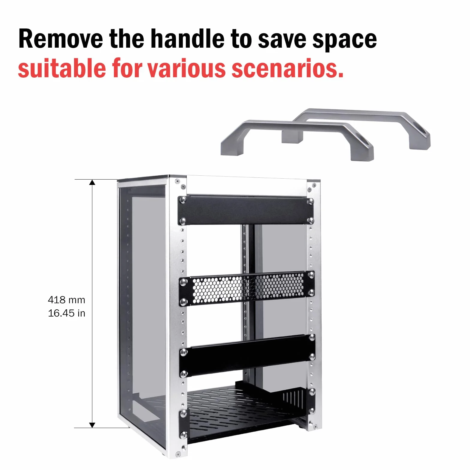 GeeekPi DeskPi RackMate T1, 10-calowa szafa serwerowa 8U, mini rack o głębokości 200mm z półką i pustym panelem, do 10-calowego sprzętu AV, NAS i serwera (srebro)