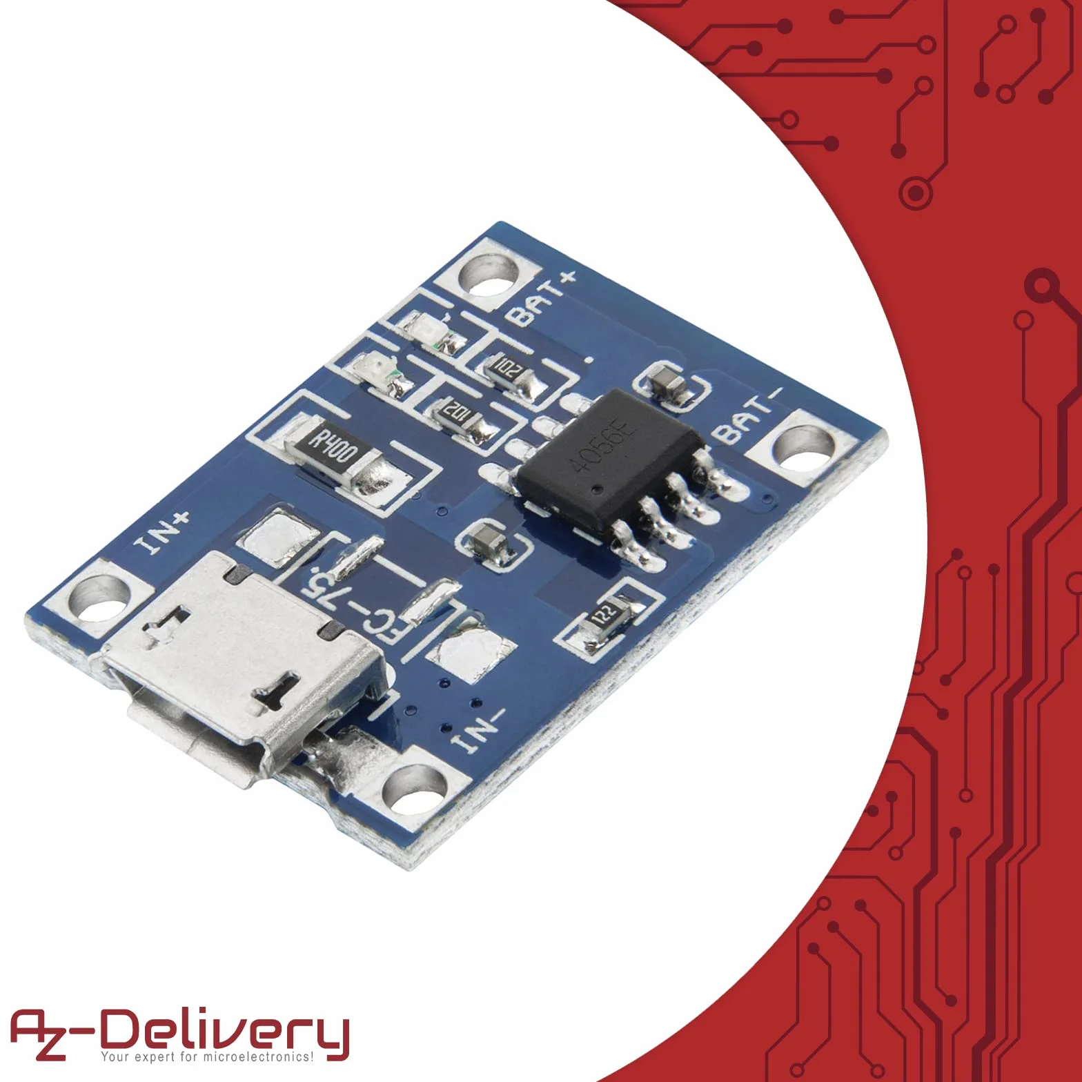 AZDelivery 3 x TP4056 Micro USB 5V 1A Charge Controller Lithium Li - Ion Battery Charger Lithium Moduł ładowania w tym eBook!