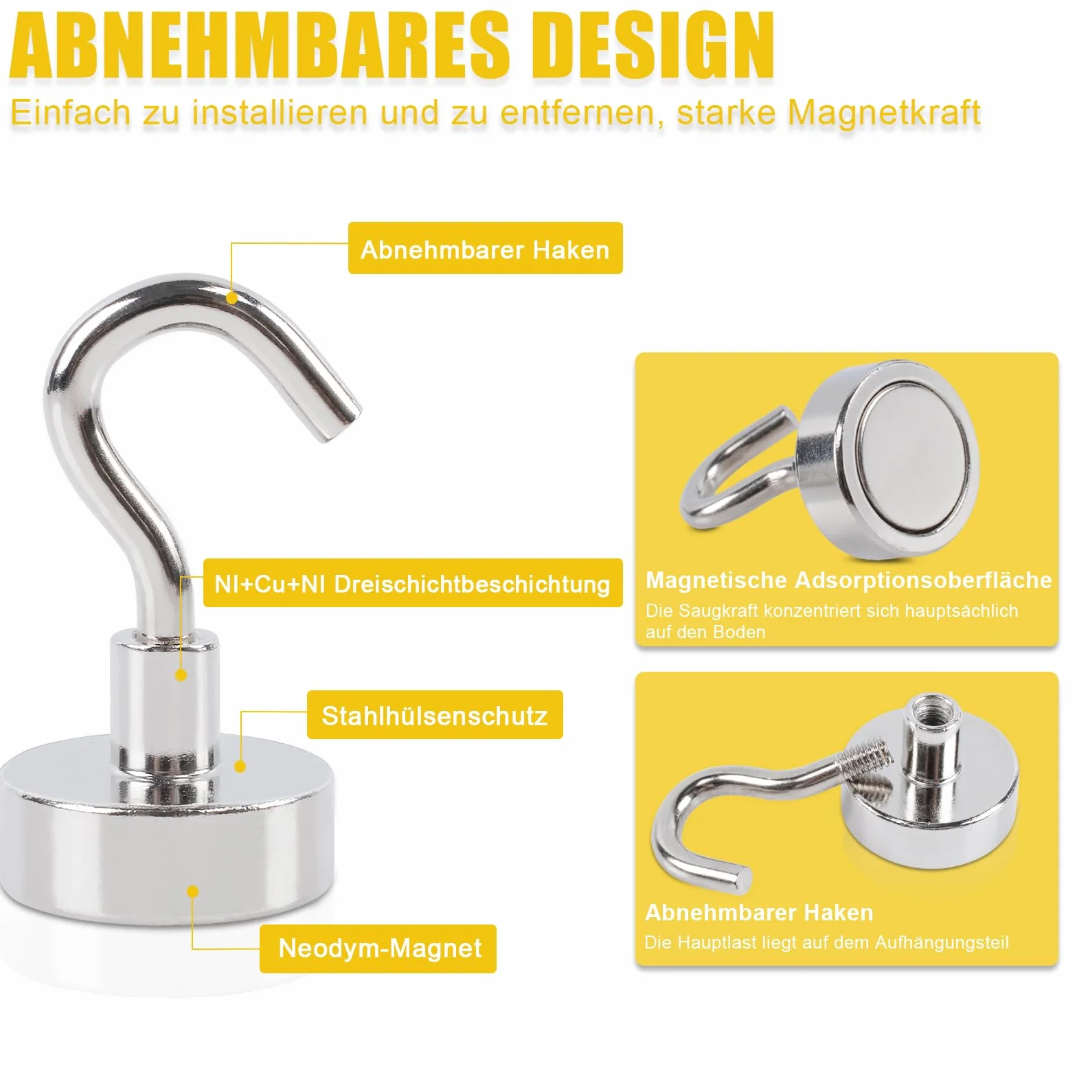 FPMYB 8 sztuk ekstra mocnych hakó magnetycznych o udźwigu 15 kg, magnesy neodymowe 20 mm, bez wykrawania, do drzwi żelaznych, lodówek, kuchni, grilla BBQ, wieszaków, szafy, robótek ręcznych, biura
