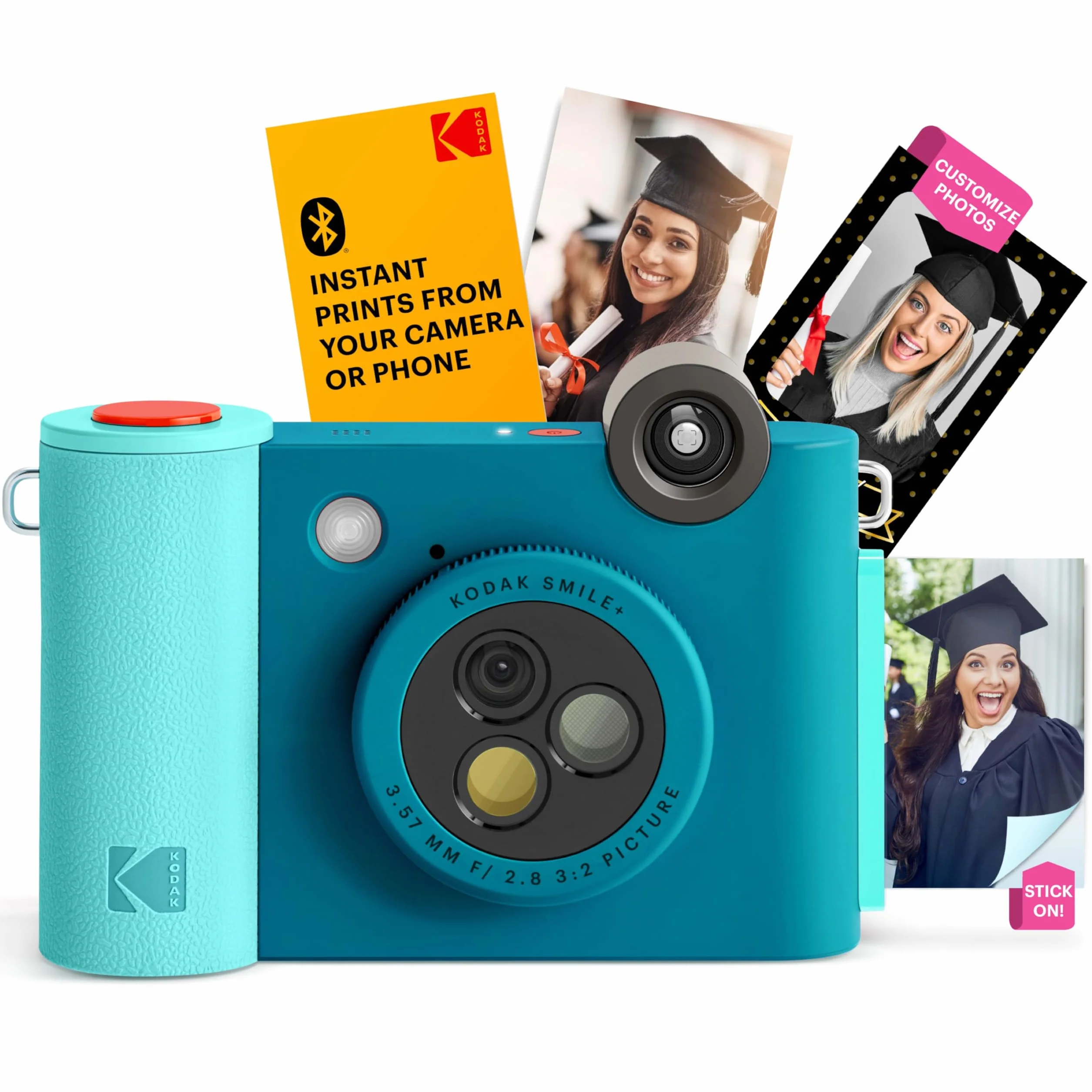 KODAK Smile+ Bezprzewodowy cyfrowy aparat do natychmiastowego druku z obiektywem zmieniającym efekt Papier fotograficzny ZINK 5 x 7,5 cm, kompatybilny z urządzeniami iOS i Android - niebieski, Blue