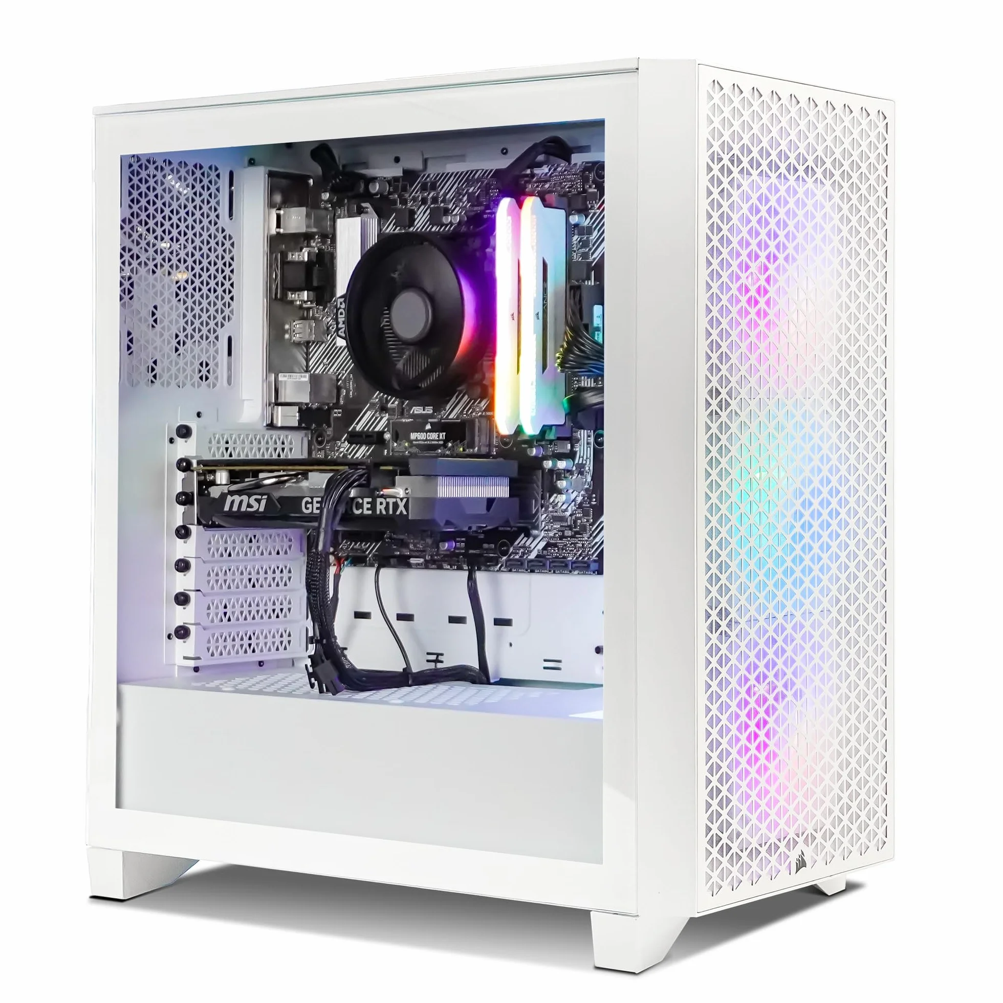 iCUE PC Gamer AMD 4060v2 White - obudowa Corsair 3000D RGB White - ASUS Prime A520 II WiFi - Corsair Vengeance 2X8GB DDR4 3600 - SSD 1TB - Windows 11 Pro