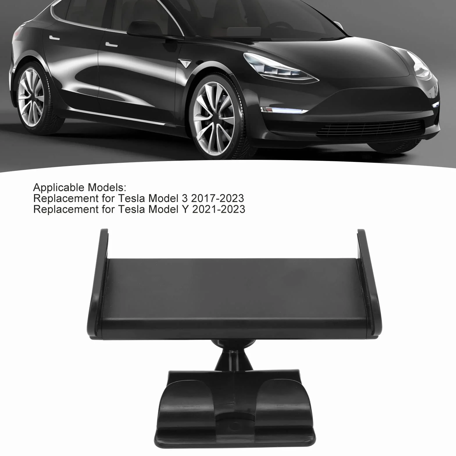 Uchwyt na Tablet za Zagłówkiem Samochodu Tesla 3, 4,7-12,9 cala, Port Ładowania, Czarny
