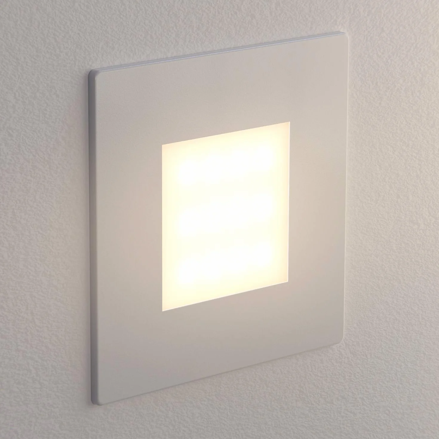 ledscom.de 4 LED lampa schodowa/wpuszczana lampa ścienna FEX do wnętrz i na zewnątrz, kątowa, 85 x 85 mm, ciepła biel