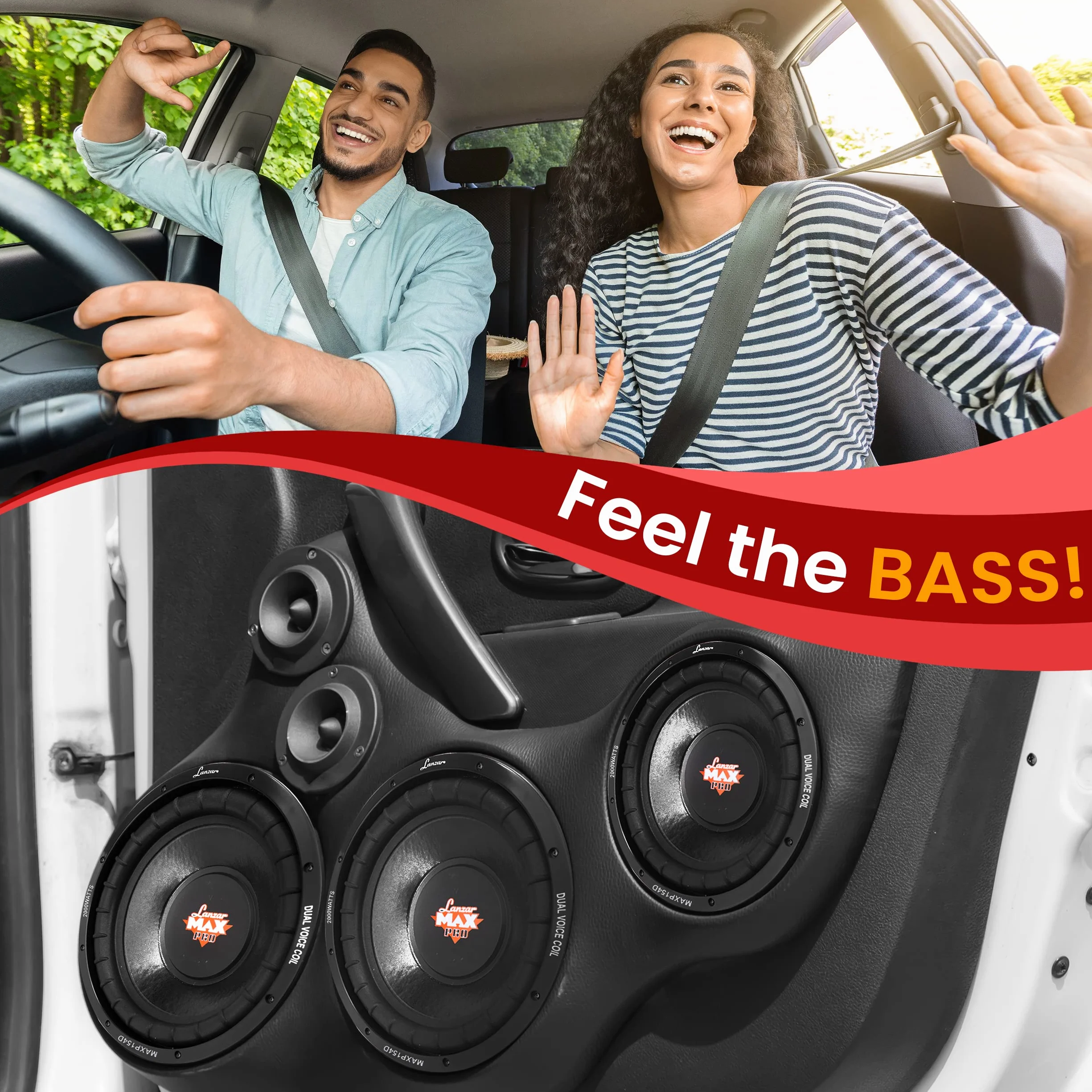 Lanzar MAXP154D Max Pro Dual subwoofer, mała obudowa (38,1 cm/15 cali, 4 omy, 2000 W)