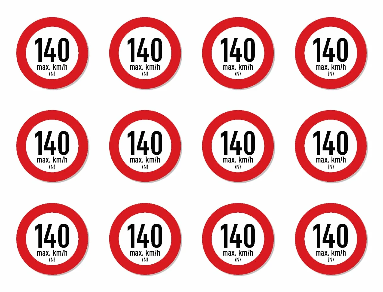 Indeks prędkości N (max. 140 km/h) - Naklejka - Opony samochodowe do wymiany opon - średnica 25 mm (Opakowanie 12 sztuk)