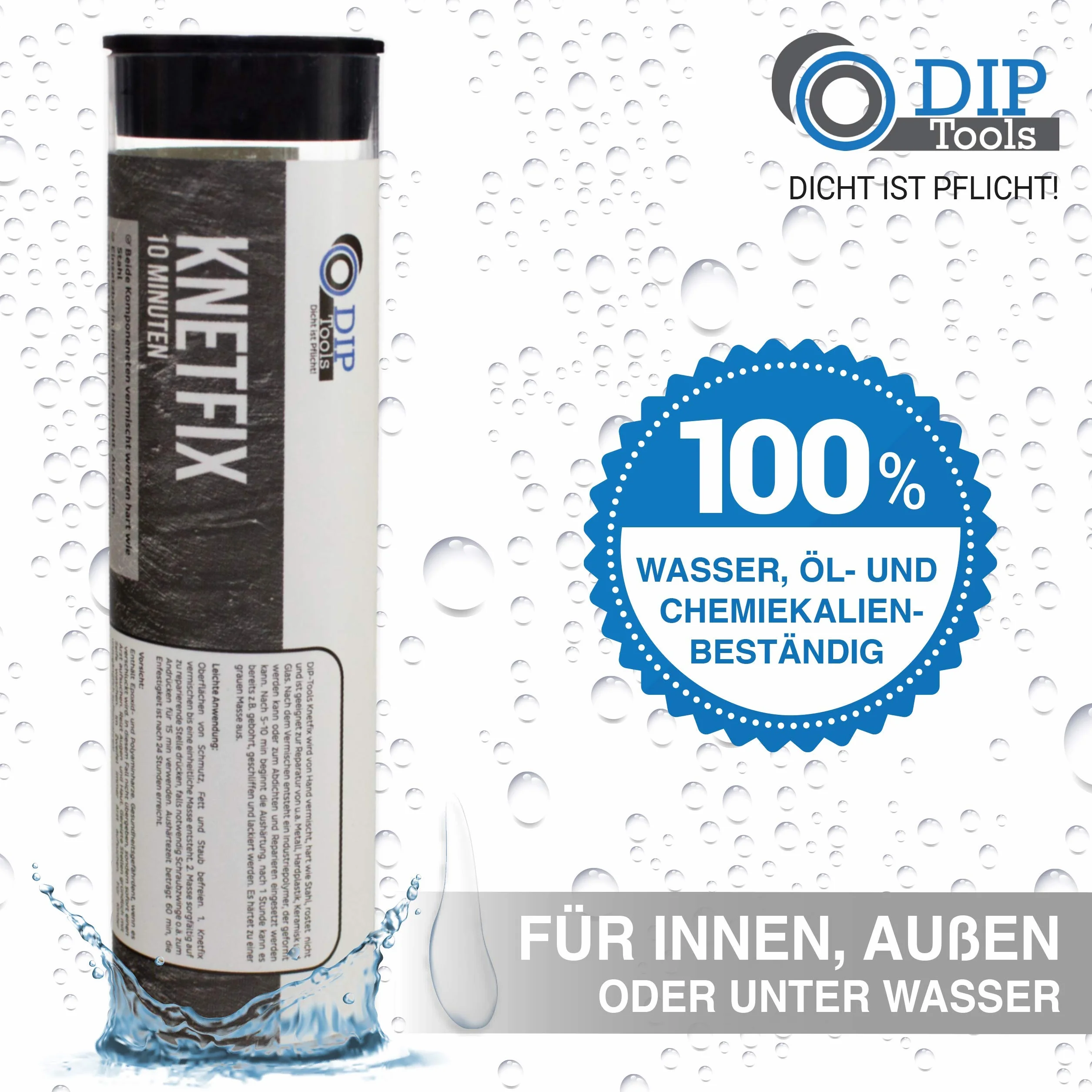 DIP-Tools wodoodporna 2-składnikowa masa klejąca do wewnątrz i na zewnątrz (1x56g)