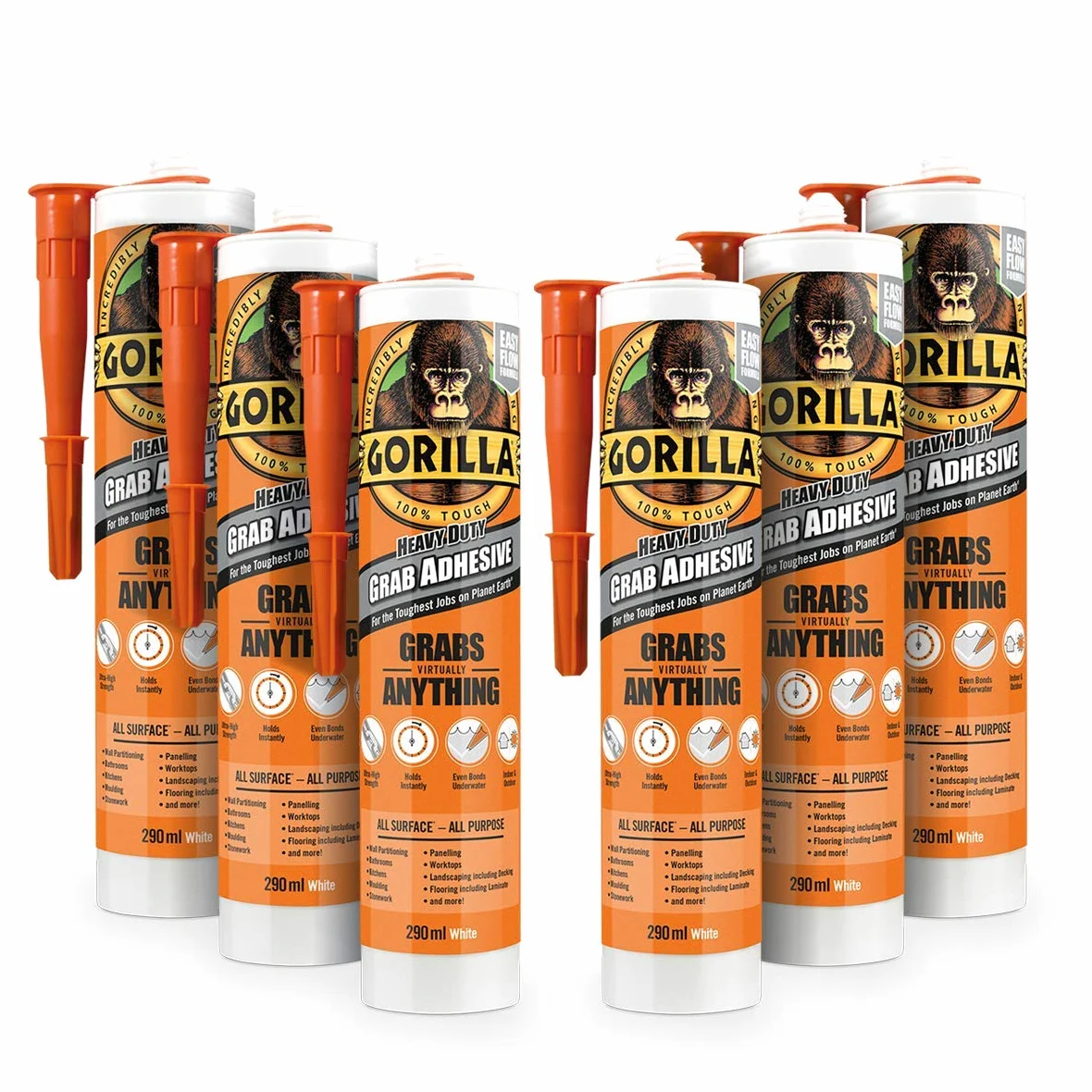 Gorilla 2044003 wytrzymały klej do chwytania biały 290 ml (opakowanie 6 szt.)