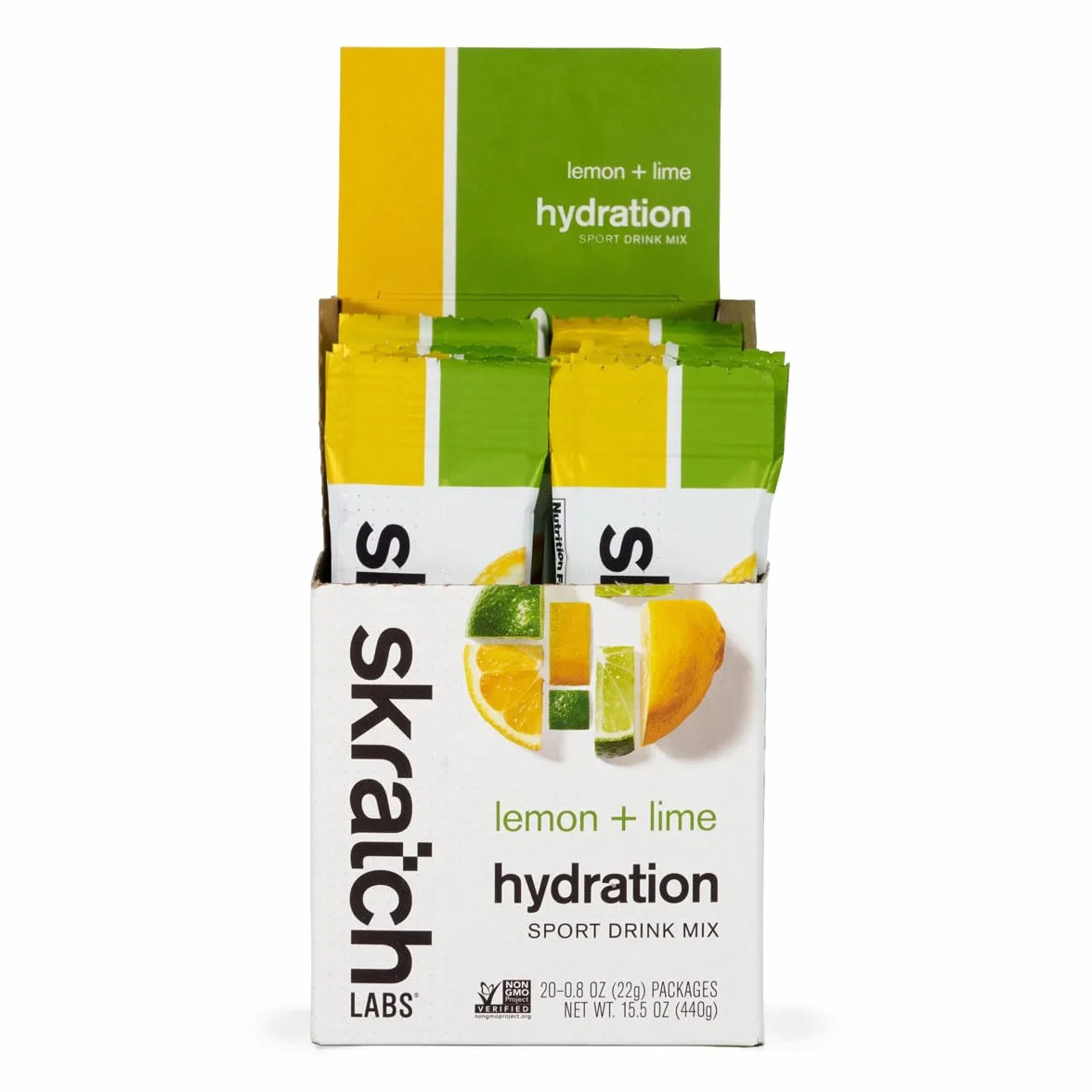 SKRATCH LABS Sport Hydration Drink Mix | Kohlenhydrate, Elektrolyte Pulver | 20x22g | Zitrone + Limette | Ausdauer, Training, Wettkampf | Glutenfrei, Vegan