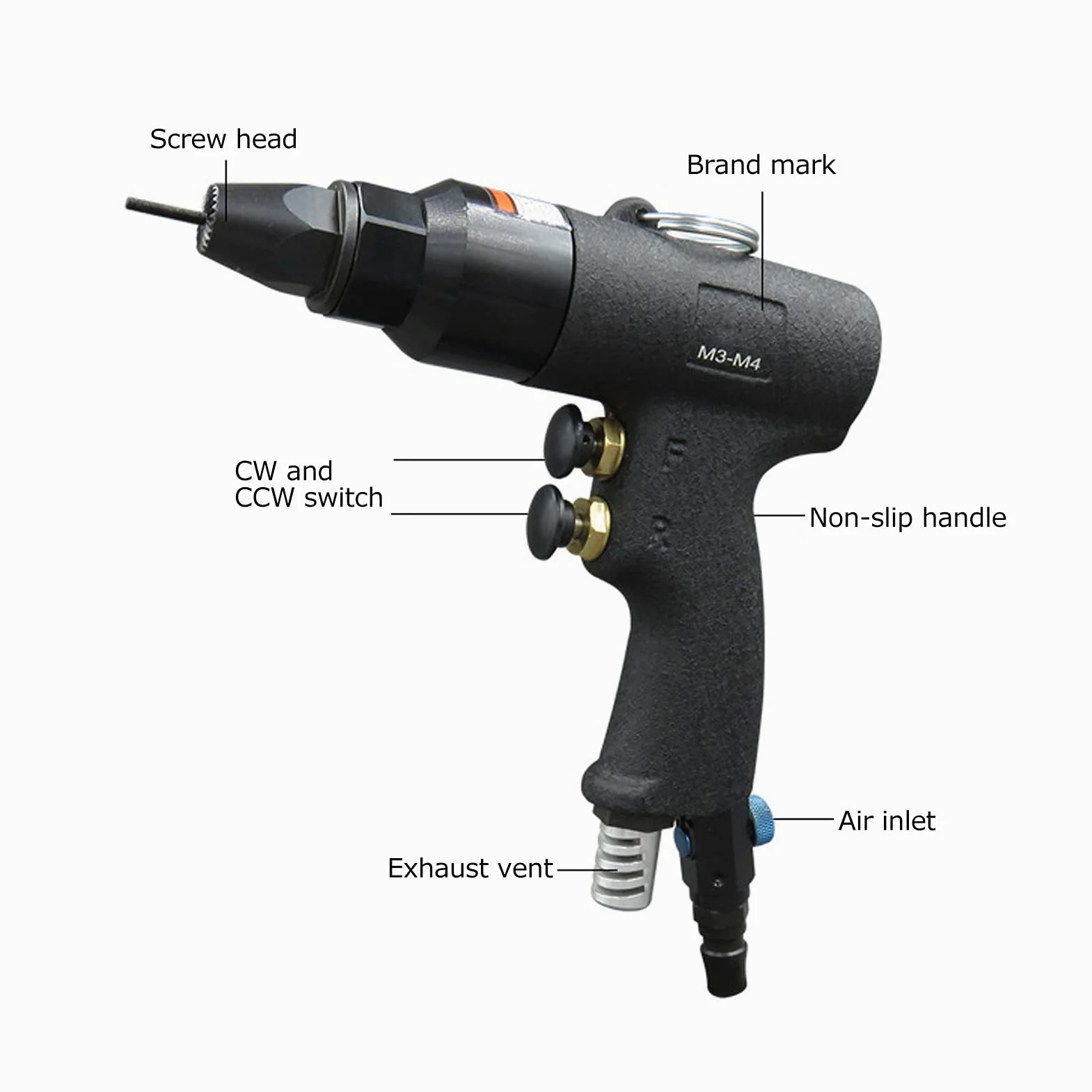Aramox KOPO Pneumatyczna Nitownica Pneumatyczna ze Stali Stopowej Pneumatyczny Pistolet do Nitowania KP 737B M3 M4 1000 Obr./min 0,6 do 0,8 MPA Naprawy Zespołów Blaszanych i Użytku Warsztatowego