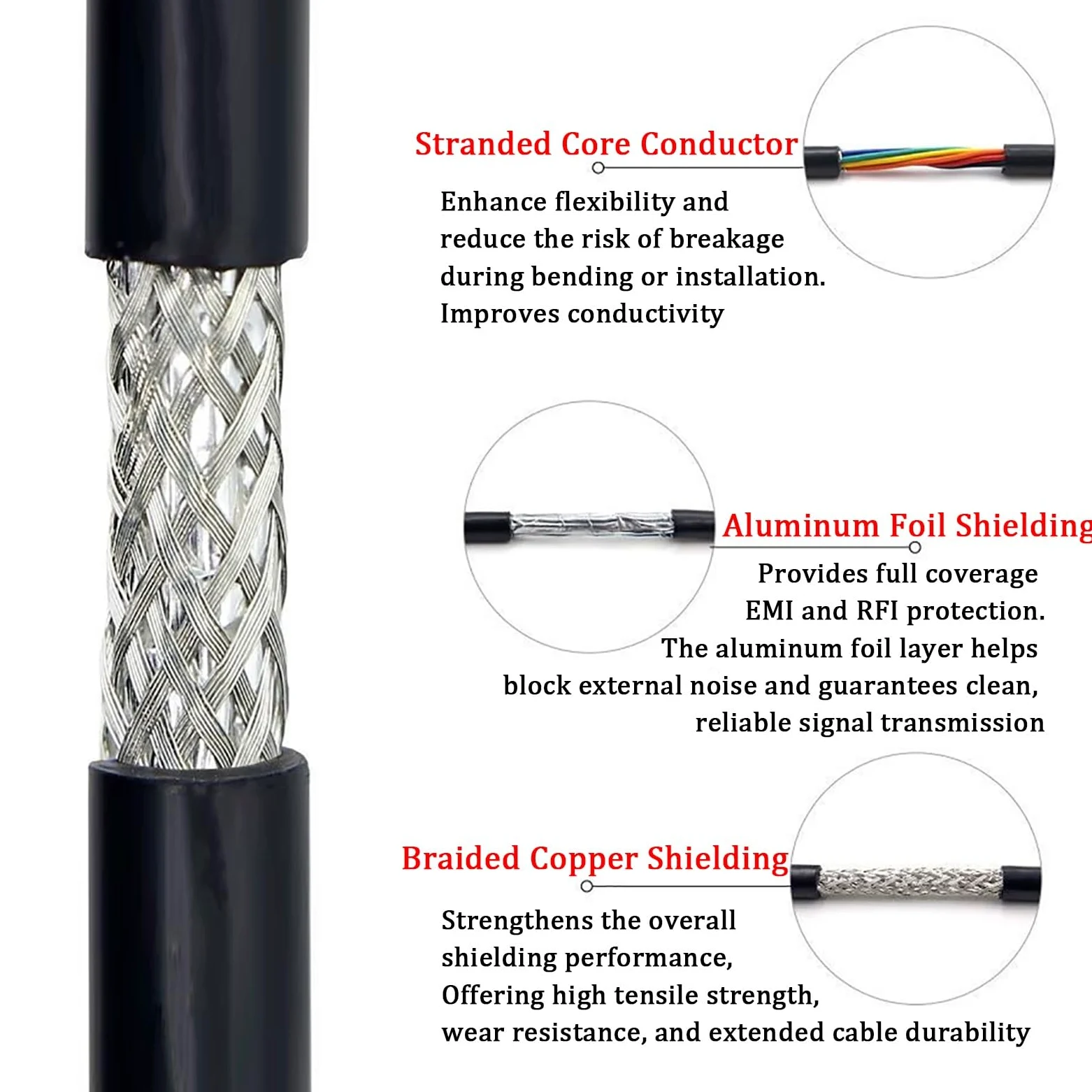 Ekranowany kabel alarmowy, 24AWG, 4-20-żyłowy ekranowany kabel skrętkowy 300 V do automatyki sterowania danymi i dźwiękiem(25ft,24AWG-16C)