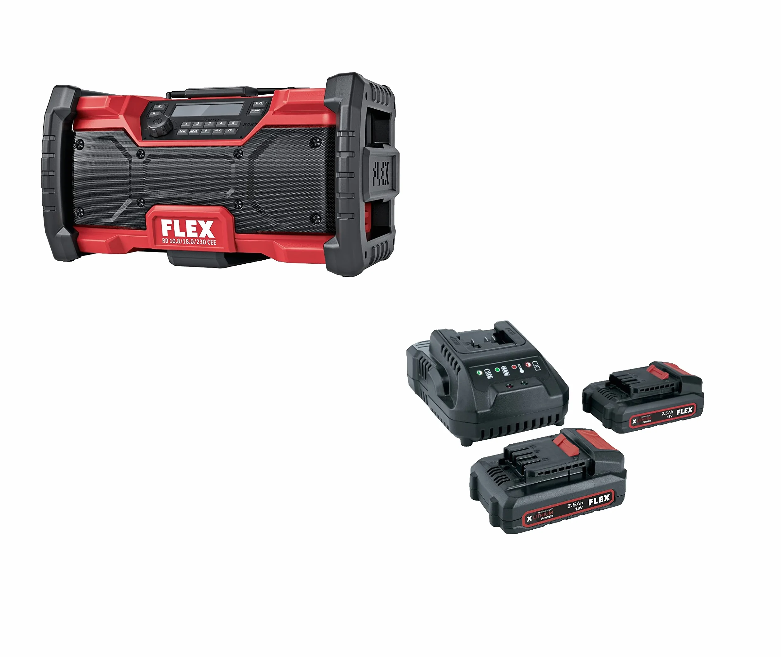 Flex RD 10.8/18.0/230 Akumulatorowe radio budowlane 18V 2x2,5Ah DAB+ FM Bluetooth AUX USB