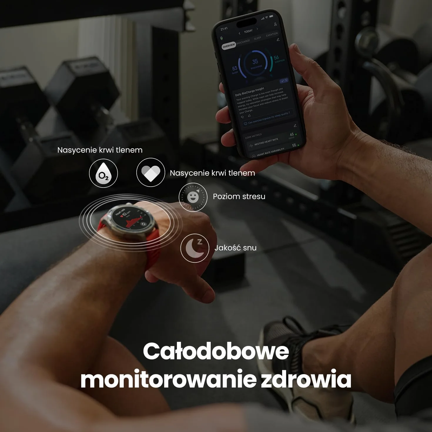 Amazfit Balance 2 Smartwatch 47 mm AMOLED Szkło Szafirowe Dual GPS 21 dni baterii