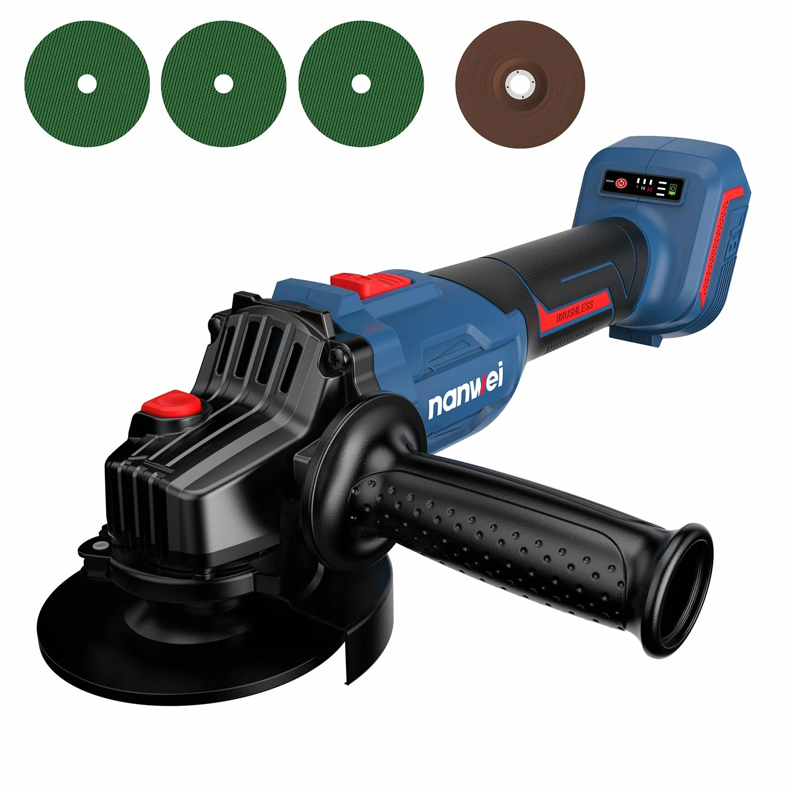 NANWEI Akumulatorowa szlifierka kątowa, kompatybilna z akumulatorem Makita 18 V, bezszczotkowa szlifierka kątowa 125 mm (bez baterii lub ładowarki)