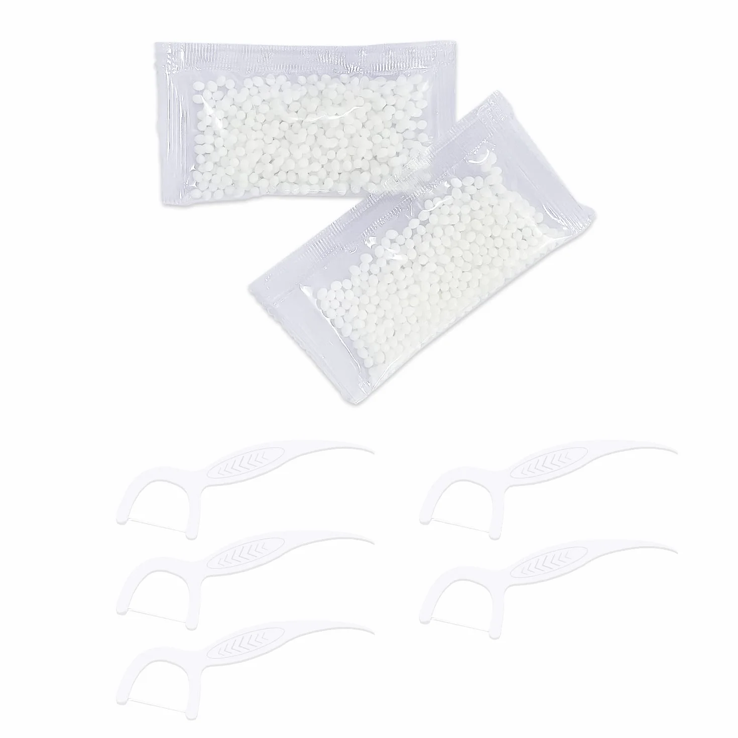 Tymczasowe koraliki do odbudowy zębów, 20 g, z 5 wykałaczkami z nicią dentystyczną, zamiennik wypełnienia zębów, materiał wypełniający braki w ułamanych zębach, wadliwych protezach