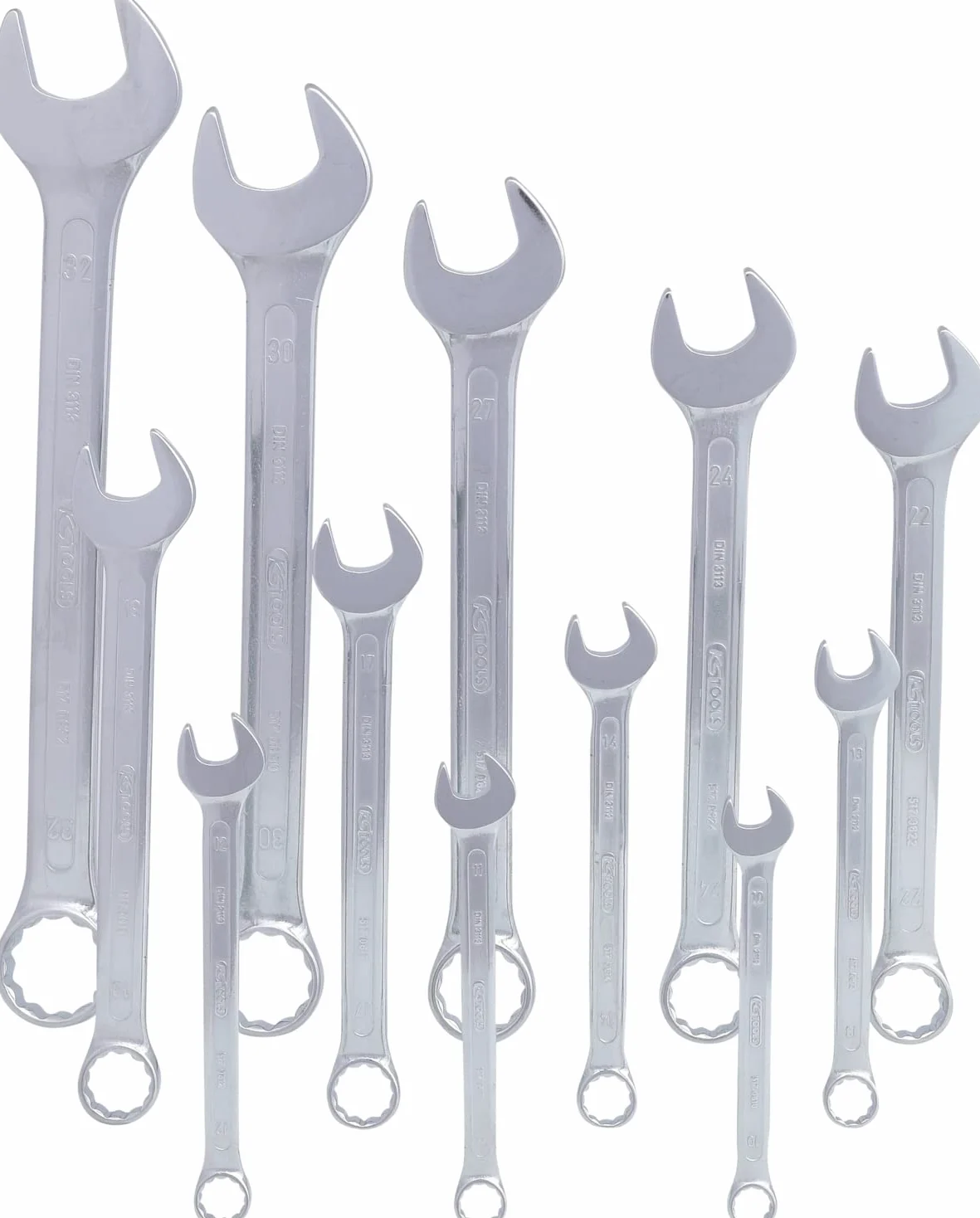 KS Tools 517.0085 Zestaw kluczy płasko-oczkowych, z odsadzeniem, 12-szt10-32mm