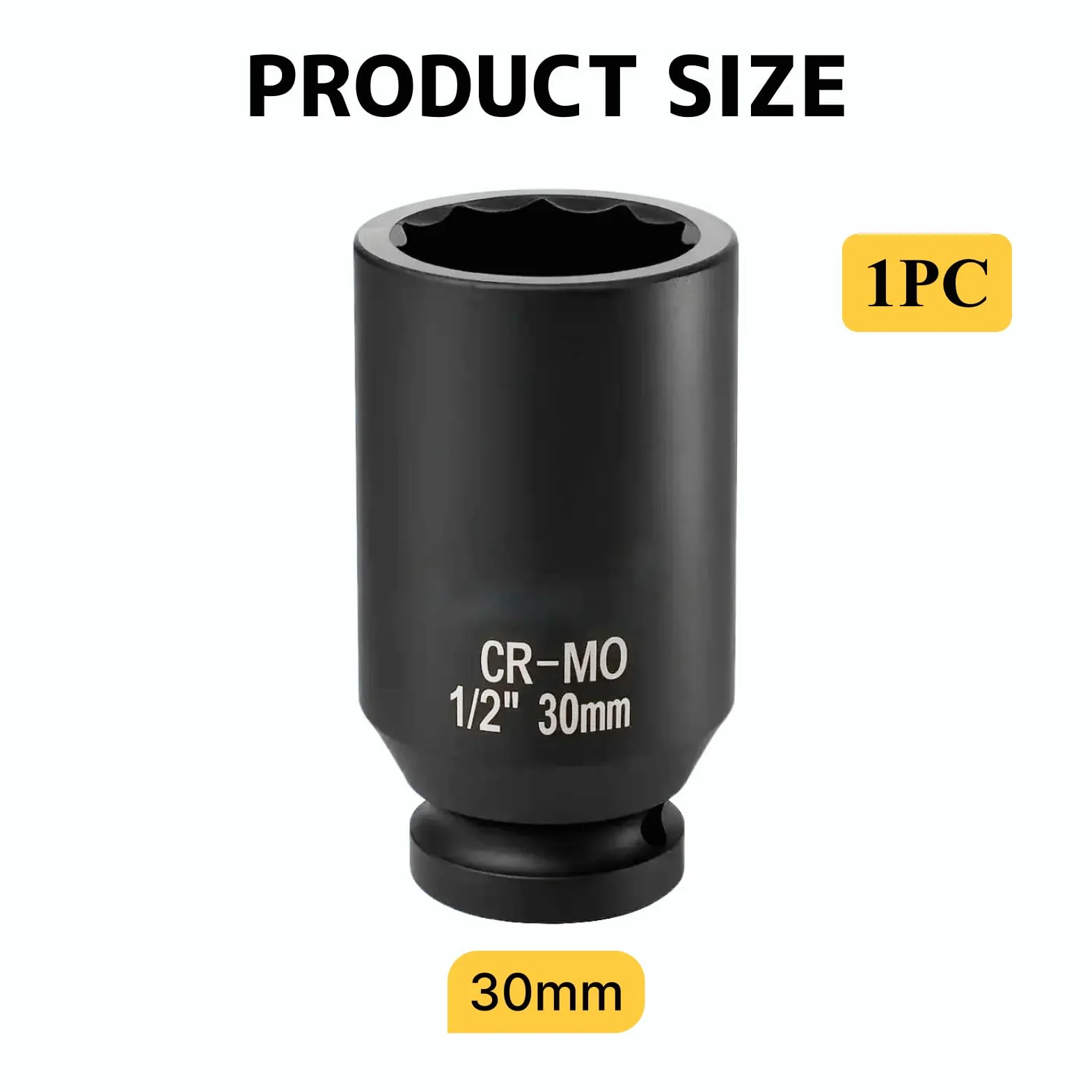 Gniazdo 30mm 1/2" 12-kątowe, nasadka udarowa 1/2 30 mm stal chromowo-molibdenowa CR-MO(czarna)