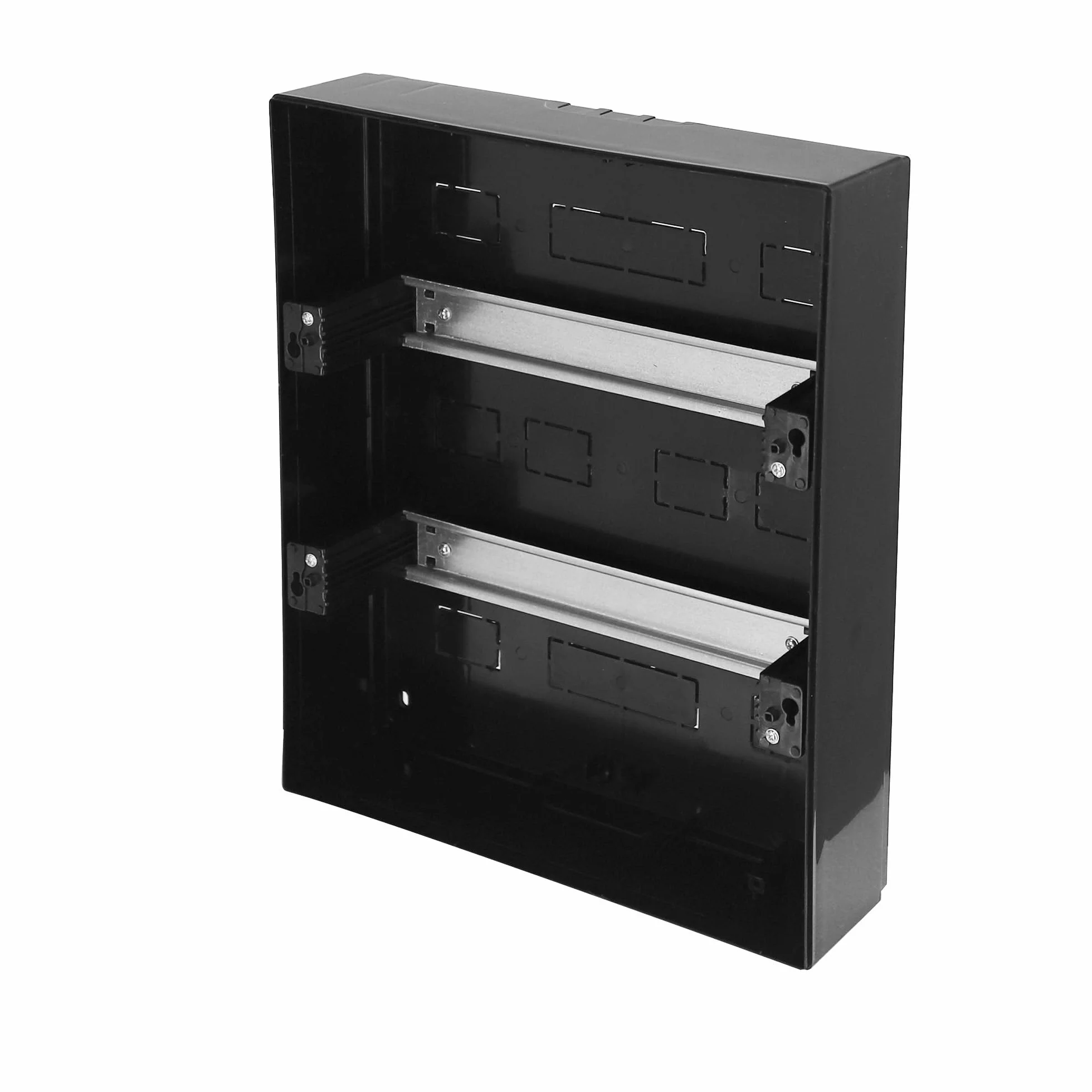 Rozdzielnica Elektryczna Natynkowa 2 Rzędy 24 Modułów 112,5x286x340,5 mm IP40 - Czarna ABS Skrzynka Bezpiecznikowa IK08, Skrzynka Rozdzielcza do Garażu, Warsztatu, Domu - Horoz Electric