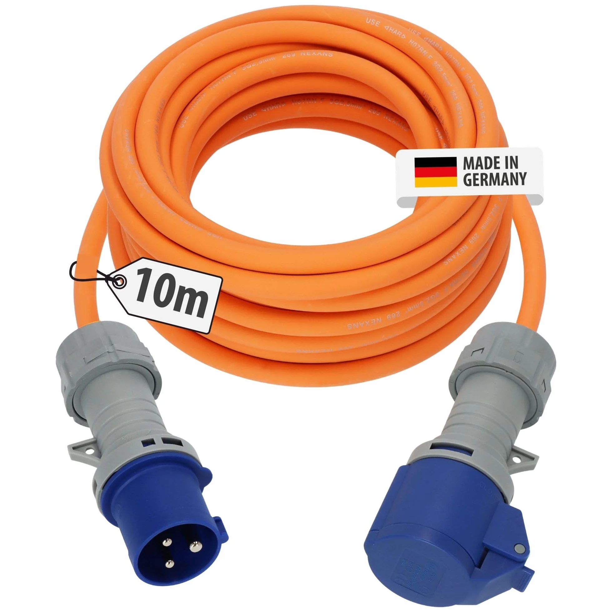 Brennenstuhl CEE 230V przedłużacz kempingowy 10m z wskaźnikiem napięcia LED (kabel H07RN-F 3G2,5, kabel zasilający do campingu do stałego użytkowania na zewnątrz IP44, Made in Germany)