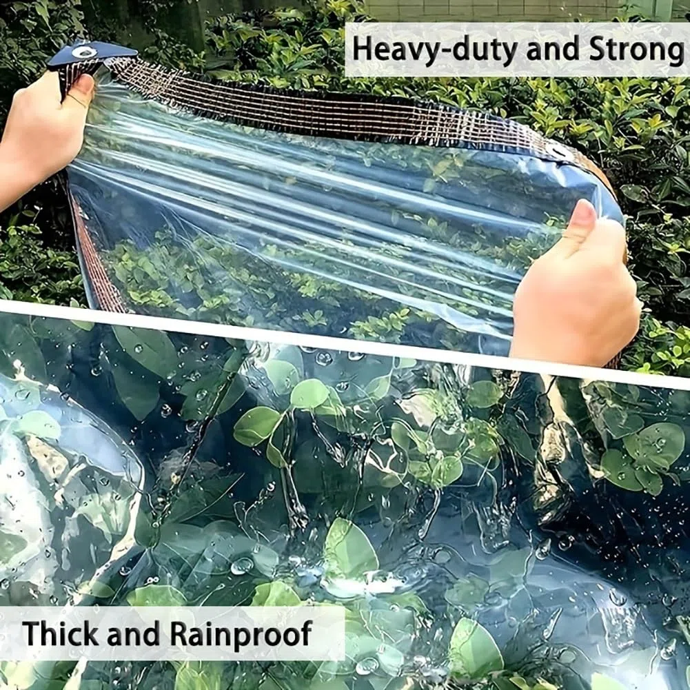 Przezroczysta plandeka 0,12 mm - ochrona roślin, zasłony przeciwdeszczowe, wodoodporna osłona przeciwwiatrowa na kemping, do namiotu, dostępna w rozmiarach od 1 do 10 m (8 x 12 m)