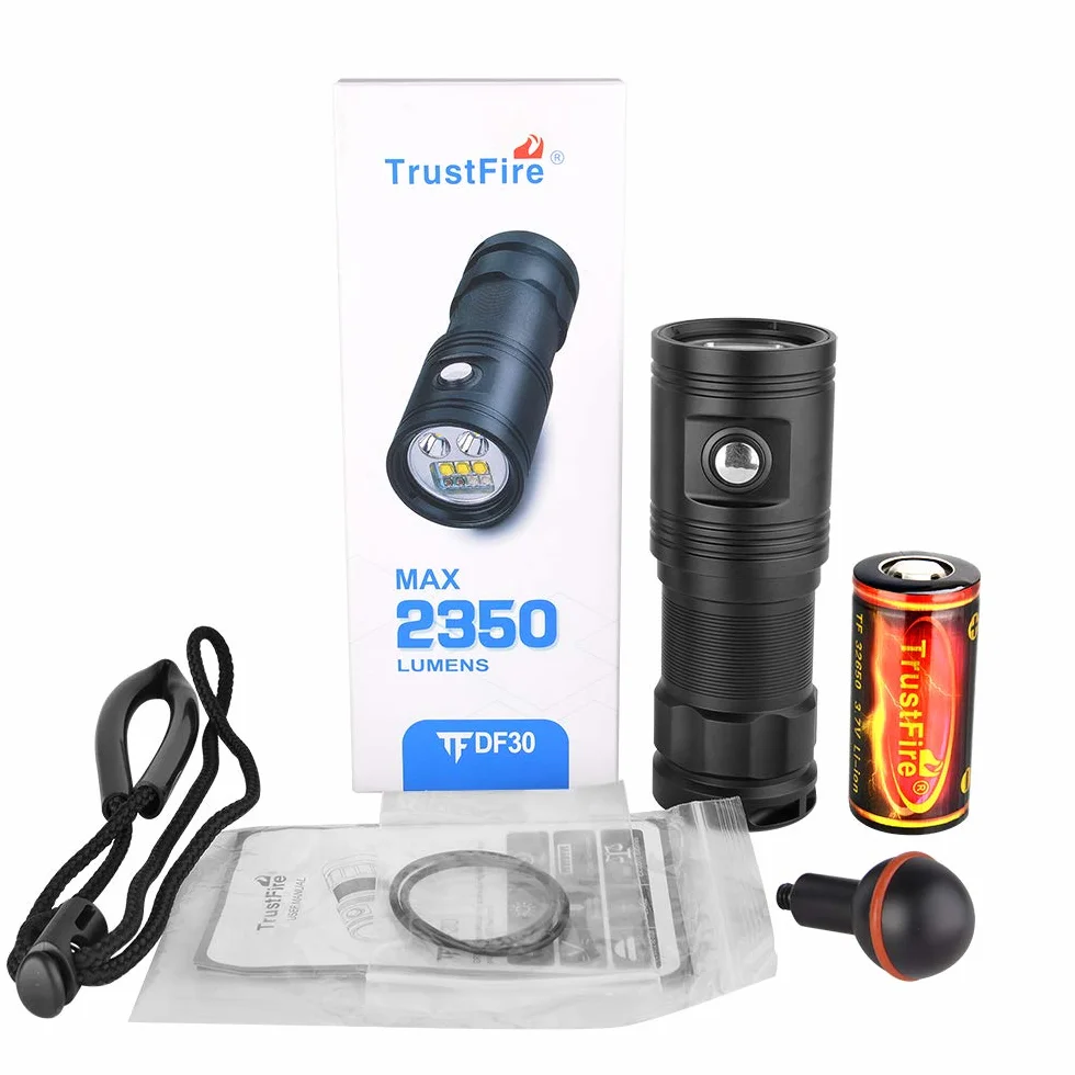 TrustFire DF30 latarka do nurkowania 2350 lumenów 32650 6000 mAh wodoszczelna 100 m LED