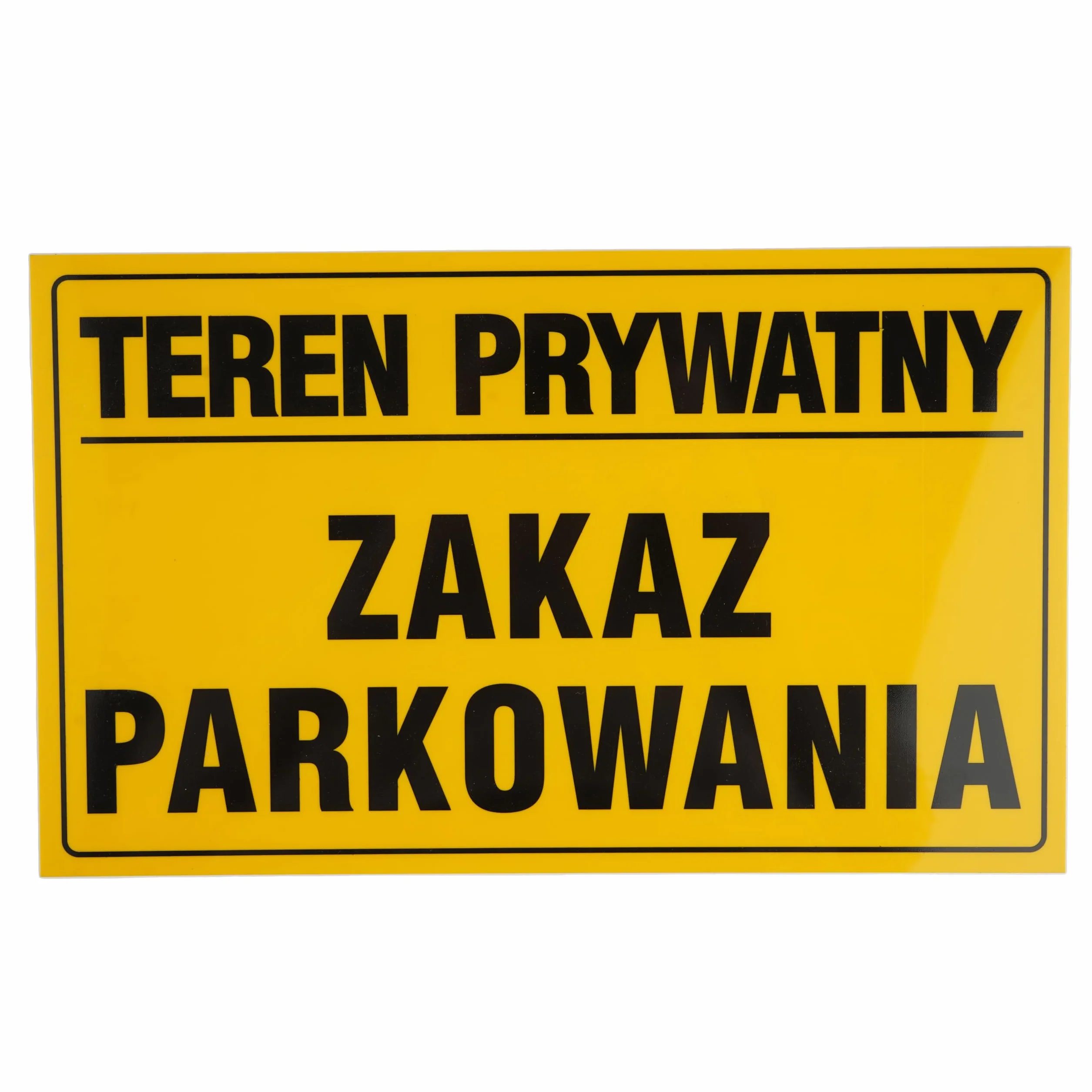 Tablica Piktogram PCV 20x33 cm, Tabliczka PRYWATNY ZAKAZ PARKOWANIA, Odporna Na Warunki Atmosferyczne, Żółta Tablica Informacyjna