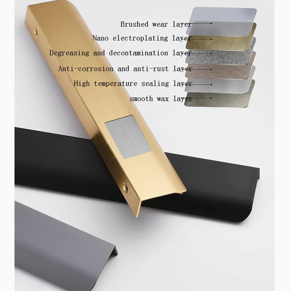Uchwyty do szafek, Uchwyty niewidoczne ze stopu aluminium Uchwyty do szuflad szafek Gałki kuchenne do szafek Czarne 2 sztuki(Hole distance 352mm)