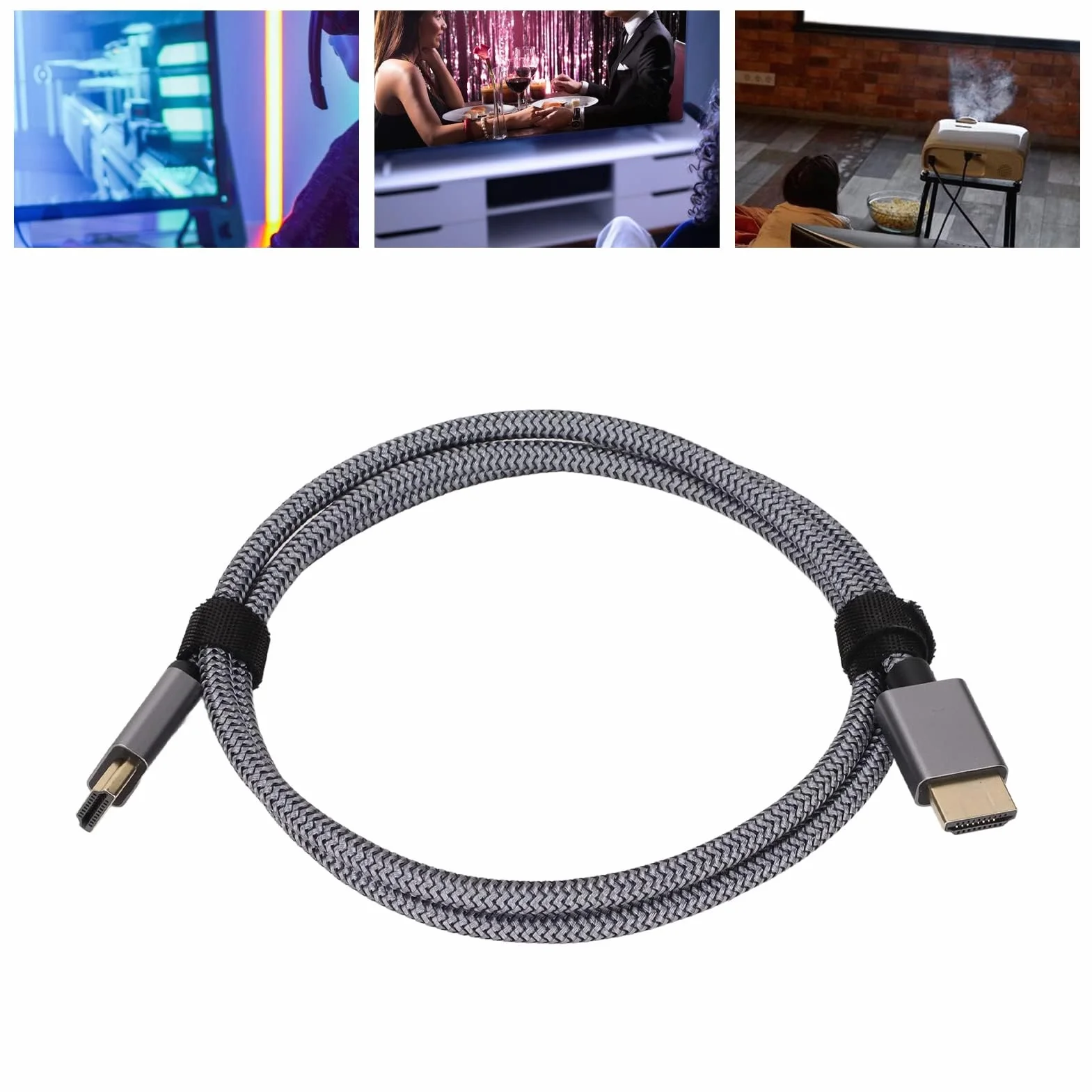 Kabel 8K Przewód 4K, Interfejs Multimedialny Wysokiej Rozdzielczości 2.1 8K 60HZ, 4K 120HZ, Kabel High Speed ​​48Gbps do Telewizora, Projektora, Monitora, Notebooka, STB, PS3,