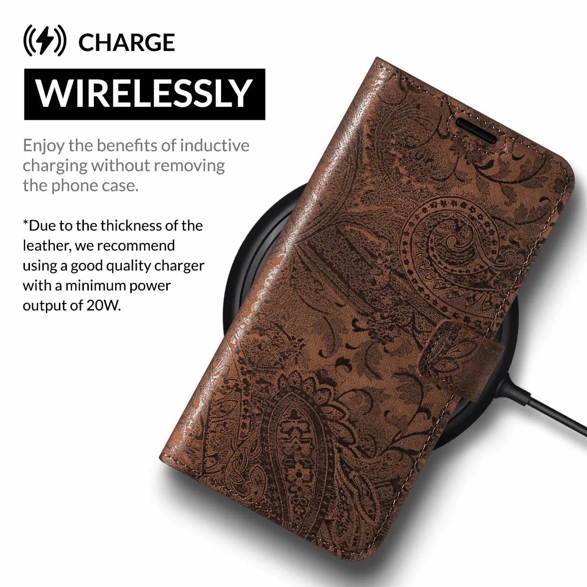 SURAZO Etui na Google Pixel 8a z Prawdziwej Skóry Składane Ochronne z Magnesem RFID Wallet Case Cover (kwiatowy wzór)